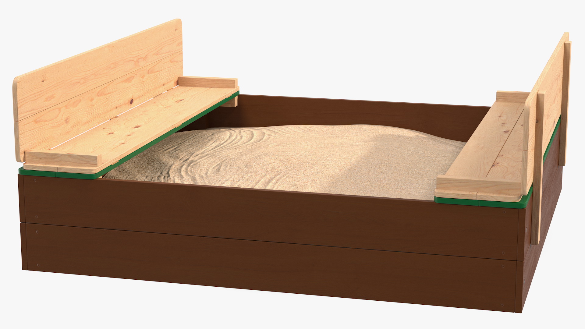 3D Wooden Sandpit with Bench Seats