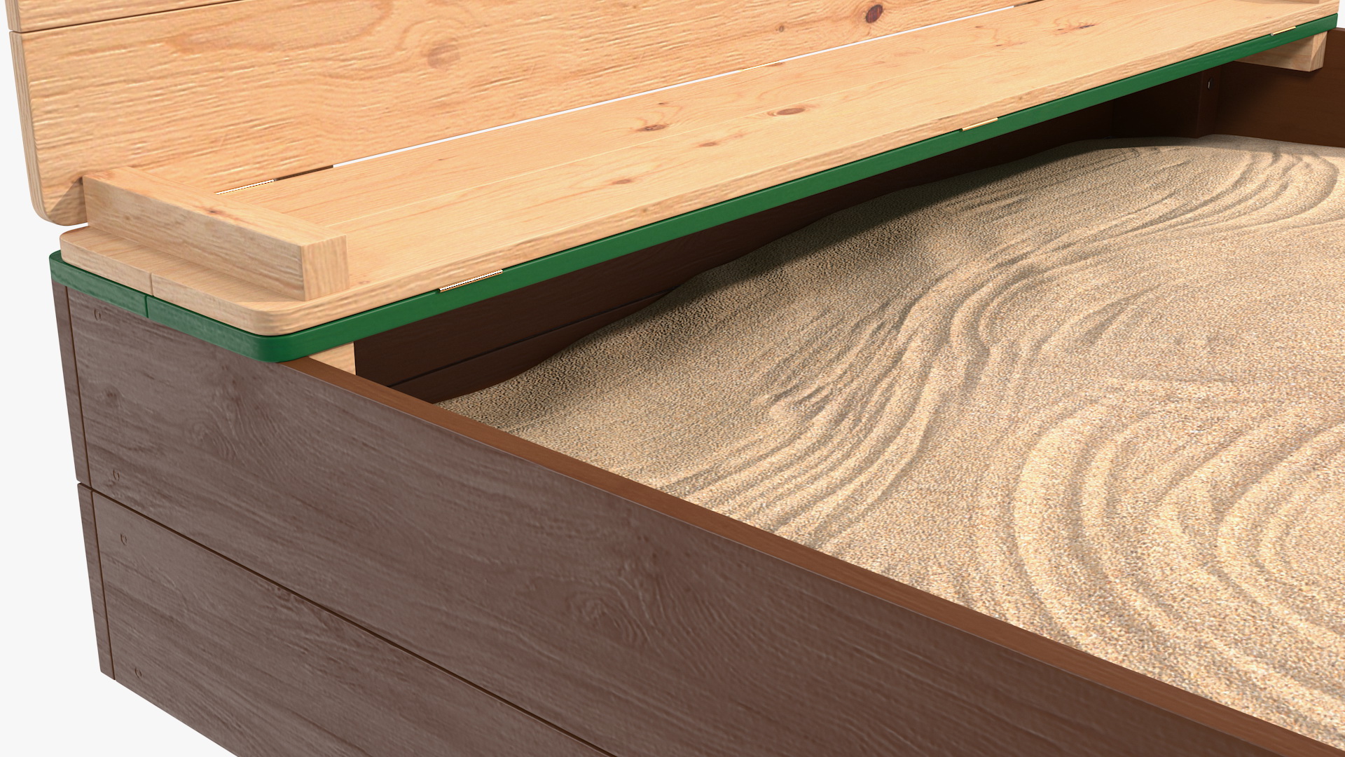 3D Wooden Sandpit with Bench Seats
