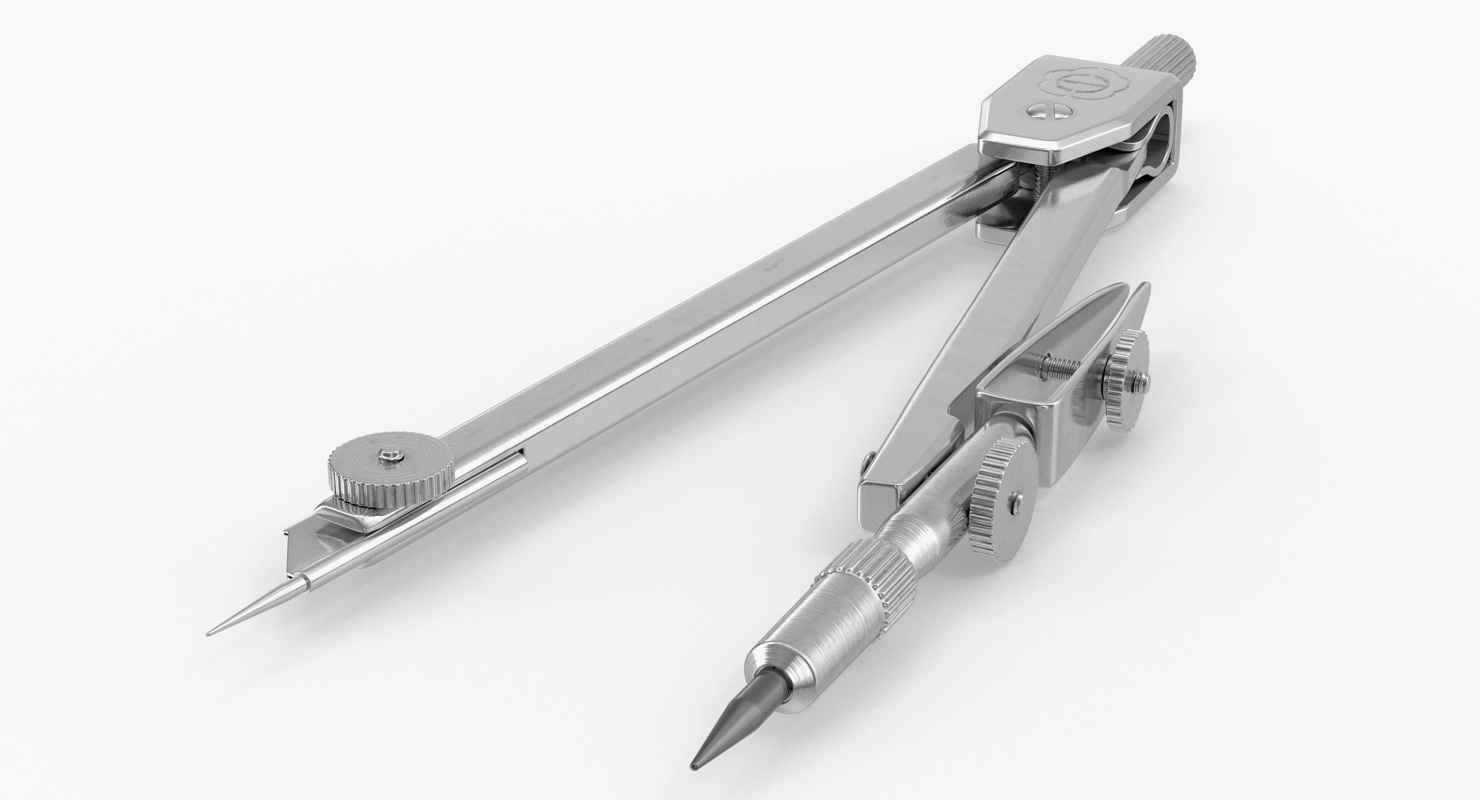 Drawing Compass Instrument 3D Model, view 6