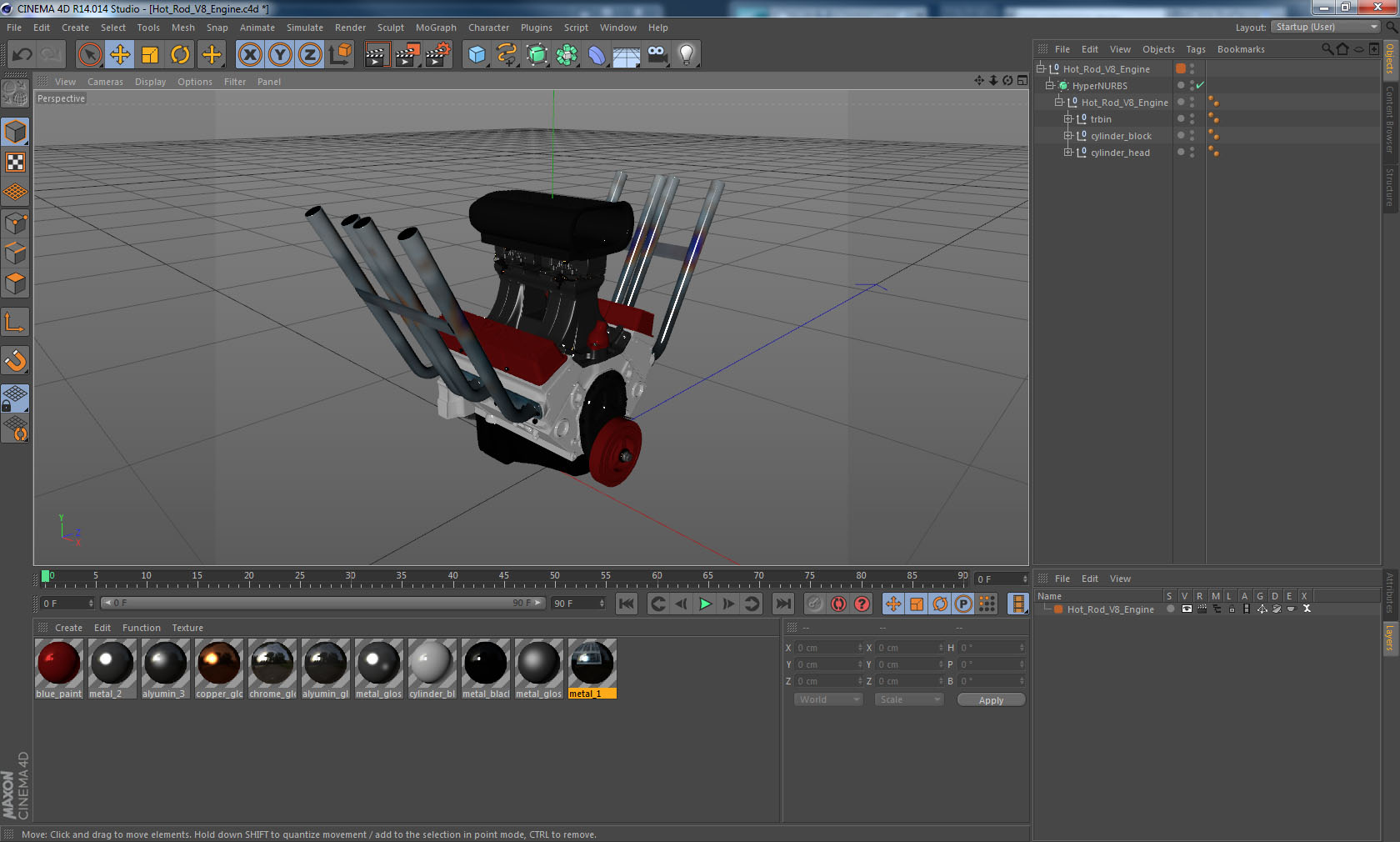 Hot Rod V8 Engine 3D
