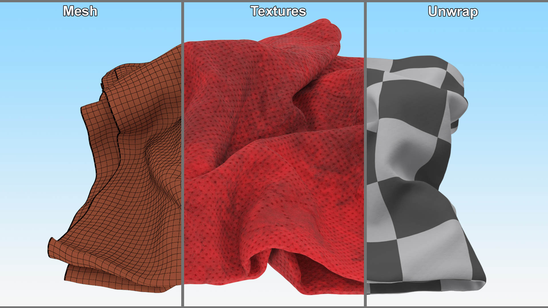 3D model Napkin Crumpled Unfolded Dirty
