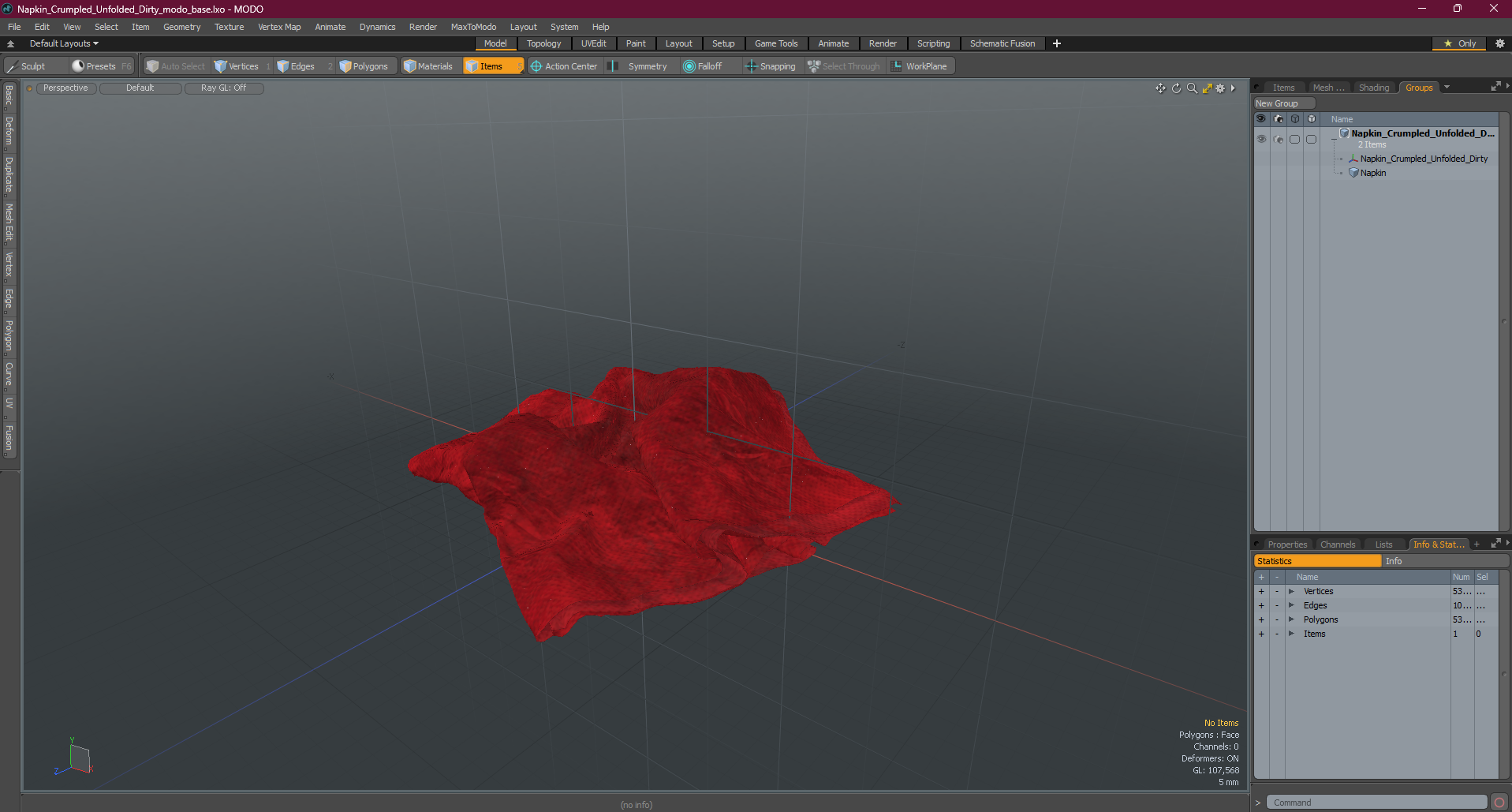 3D model Napkin Crumpled Unfolded Dirty