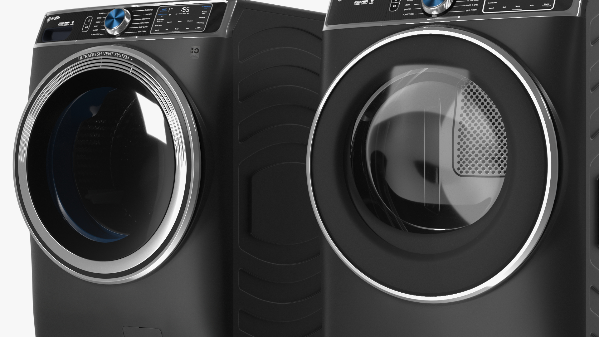 Profile Washer and Dryer Set Black 3D model