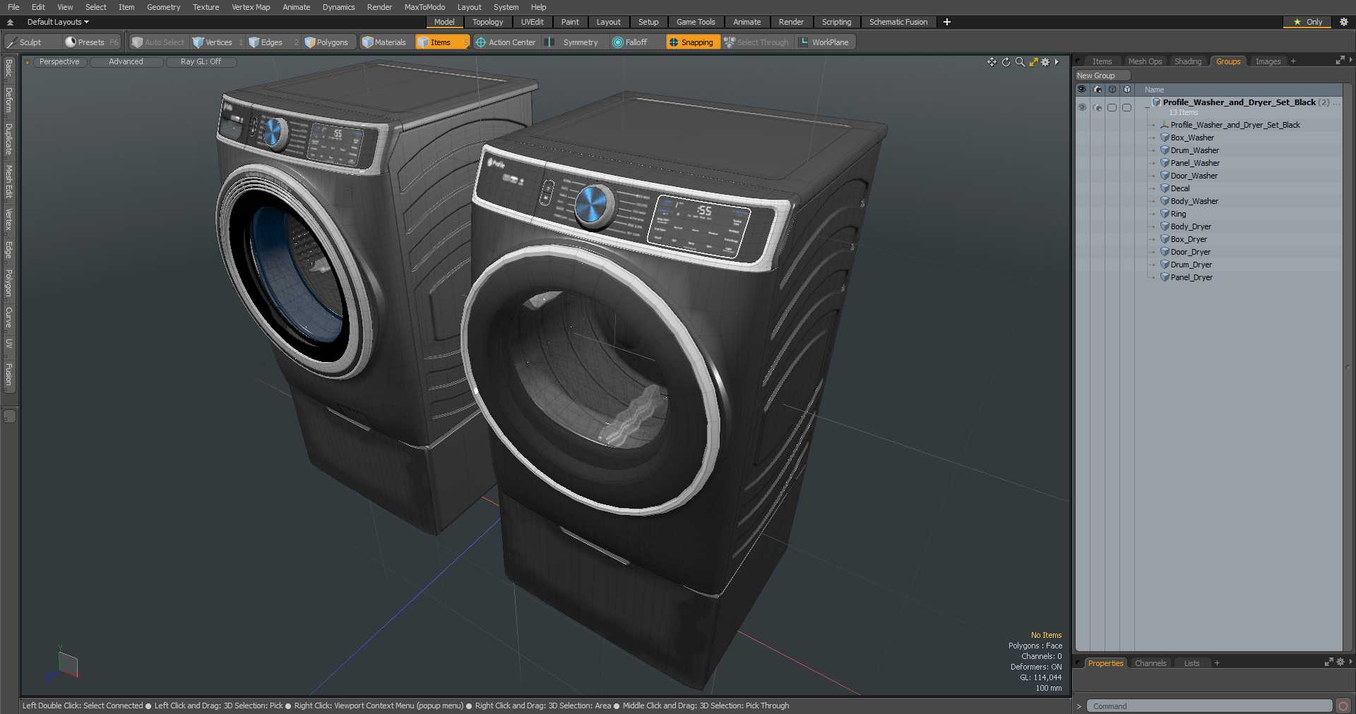 Profile Washer and Dryer Set Black 3D model