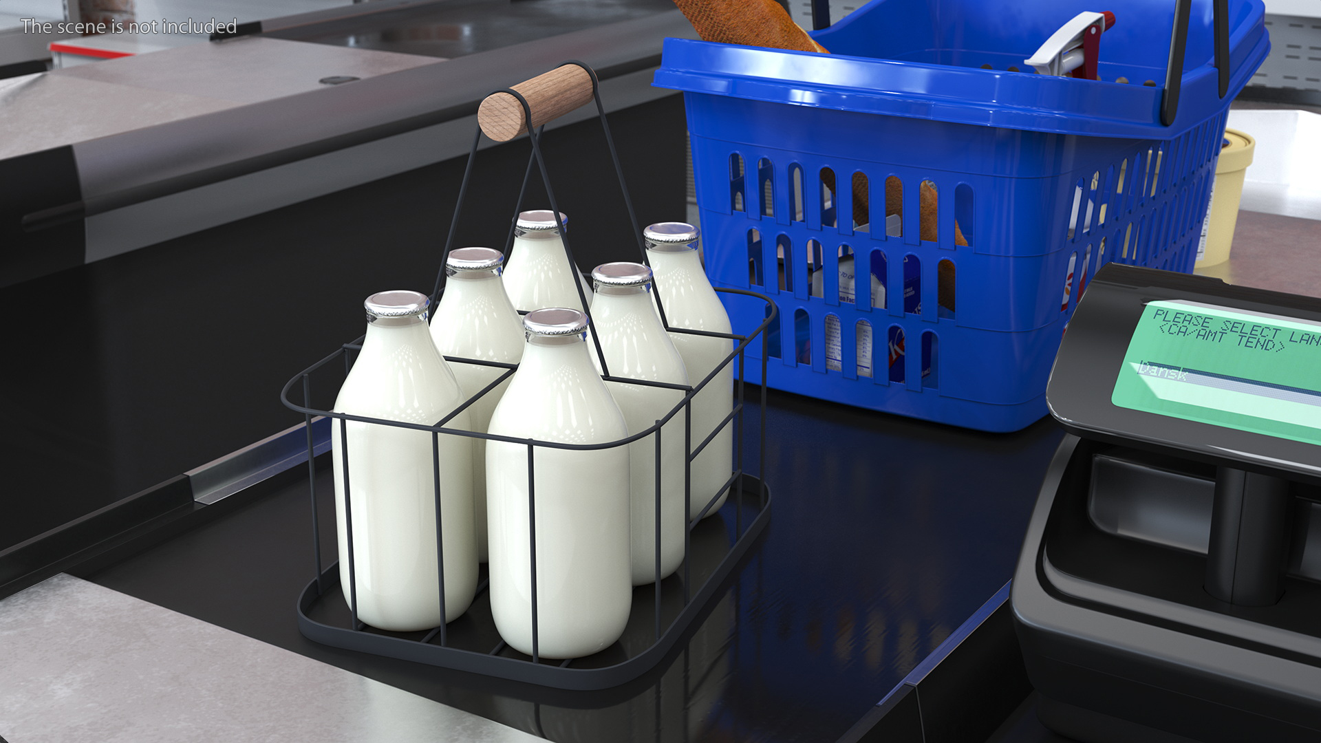 Whole Milk Bottles with Foil Top in Carrying Case 3D model