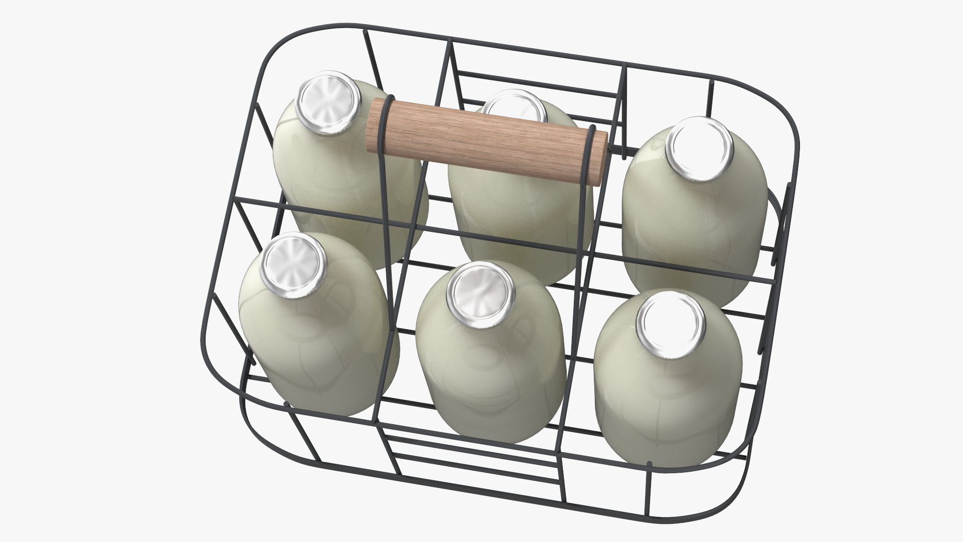 Whole Milk Bottles with Foil Top in Carrying Case 3D model