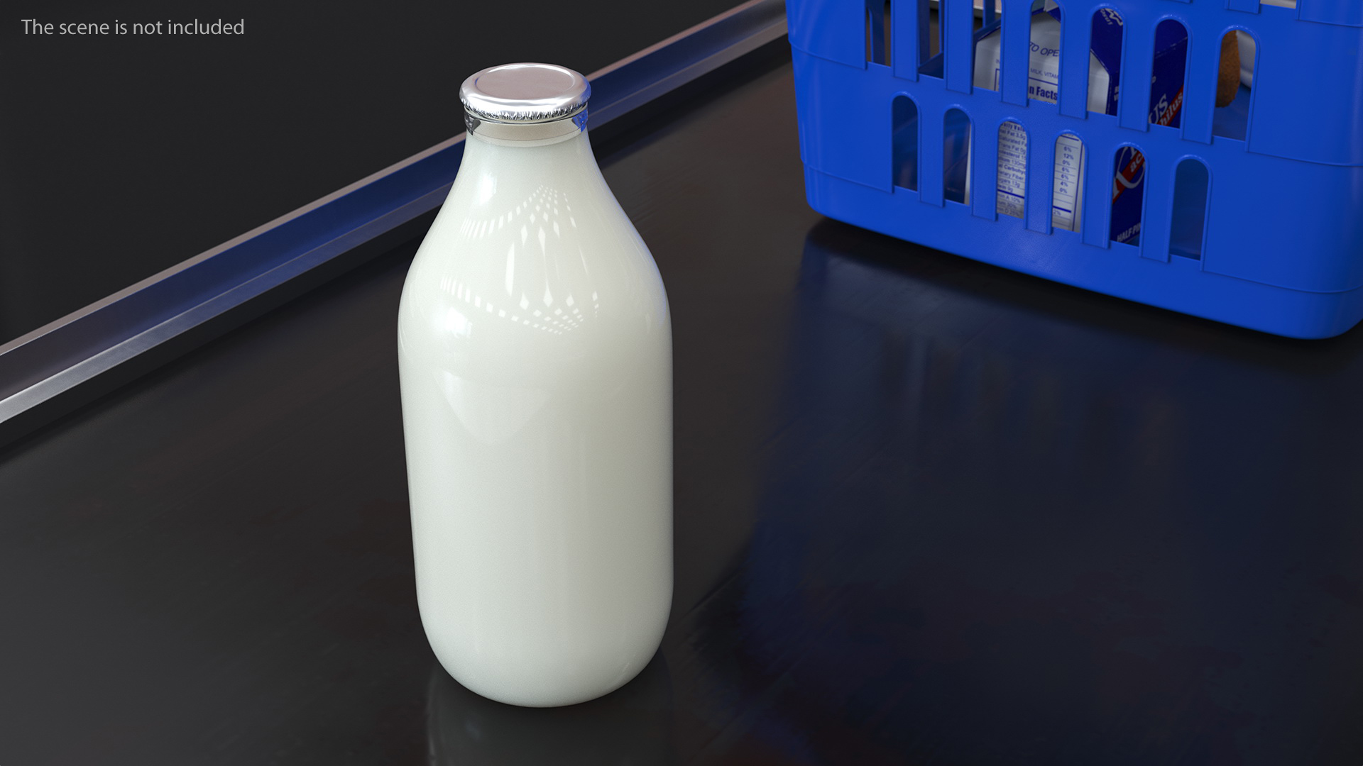 Whole Milk Bottles with Foil Top in Carrying Case 3D model