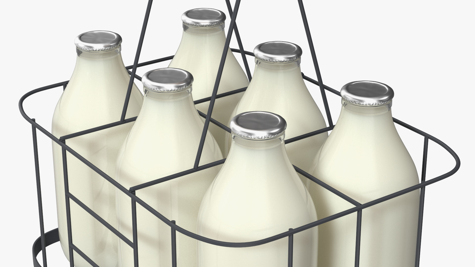 Whole Milk Bottles with Foil Top in Carrying Case 3D model