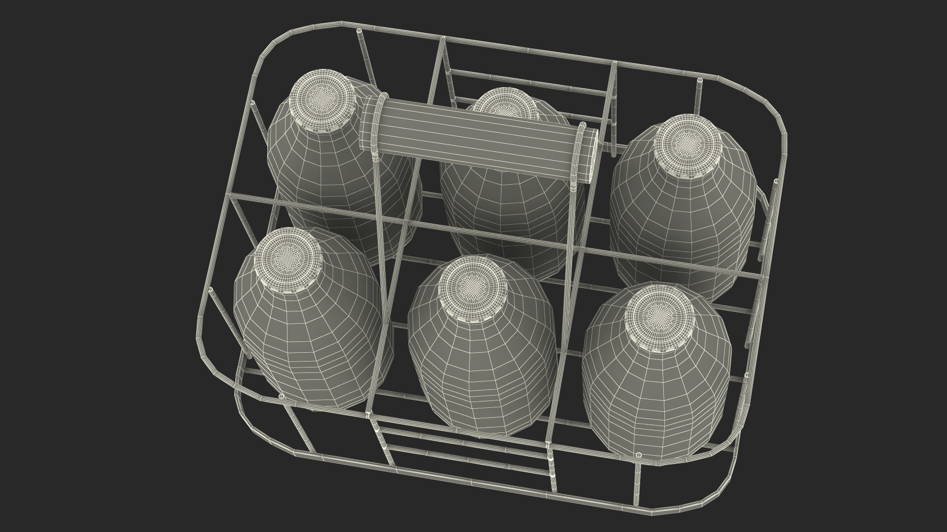 Whole Milk Bottles with Foil Top in Carrying Case 3D model