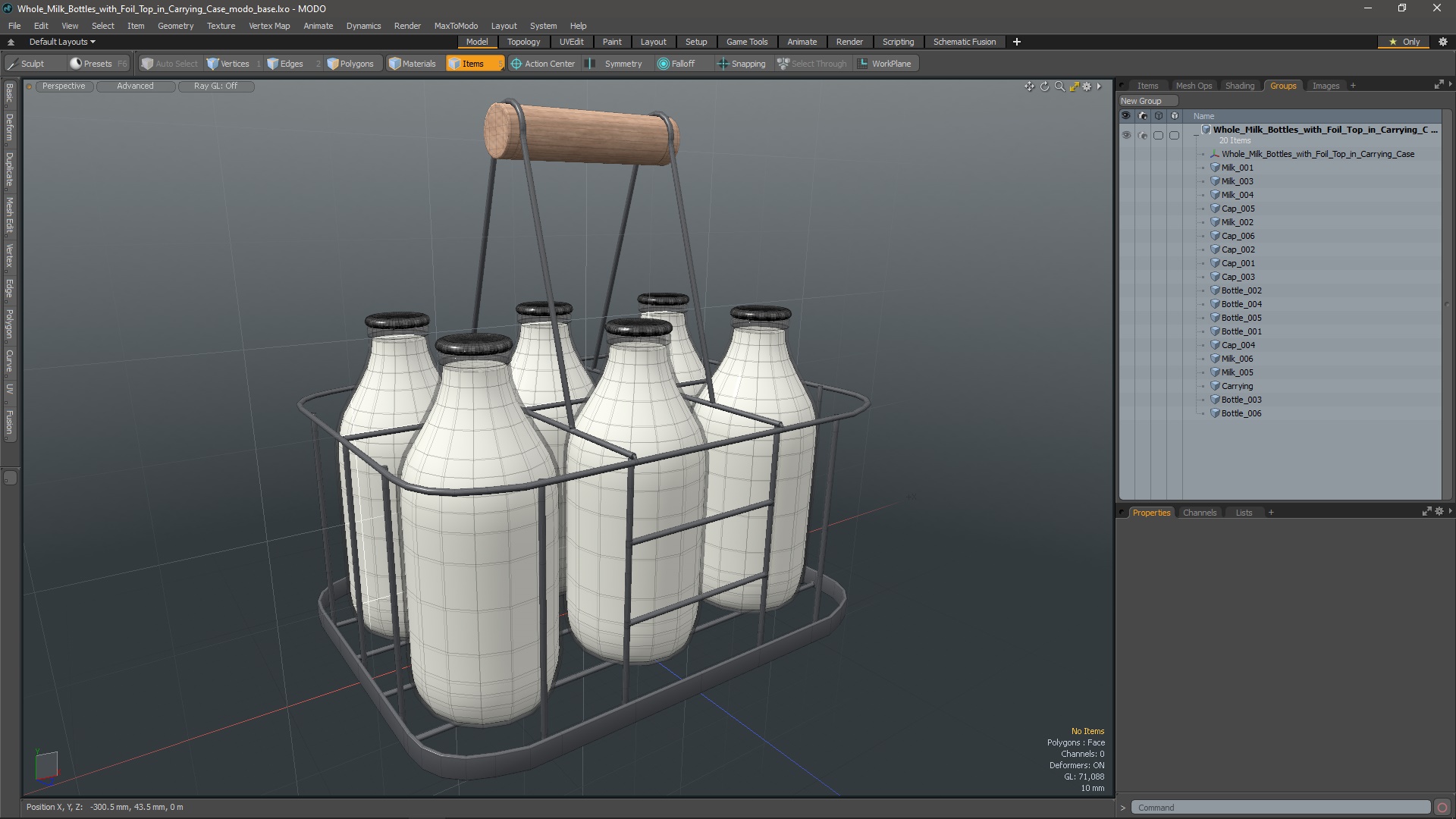 Whole Milk Bottles with Foil Top in Carrying Case 3D model