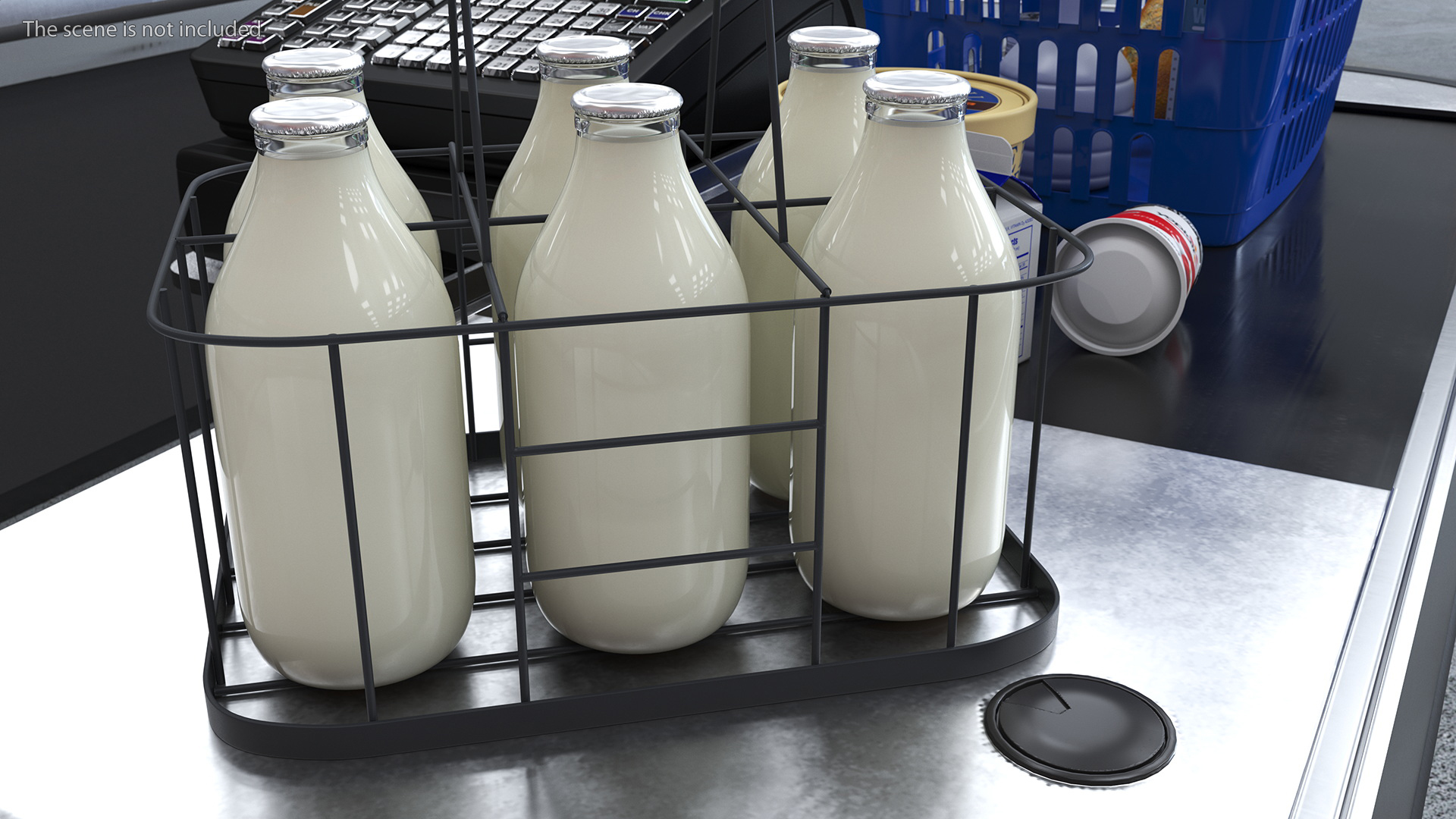 Whole Milk Bottles with Foil Top in Carrying Case 3D model