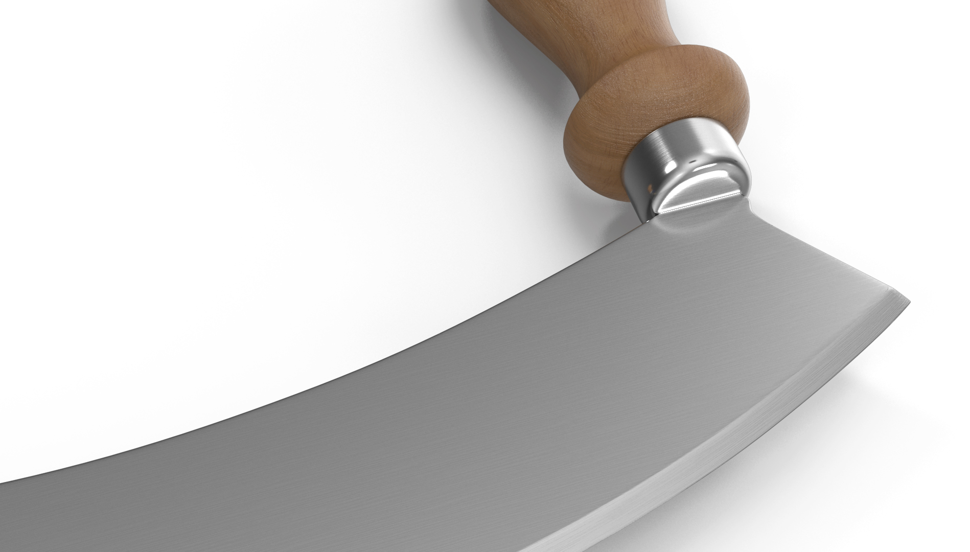 3D Mezzaluna with One Blade and Wooden Handles model