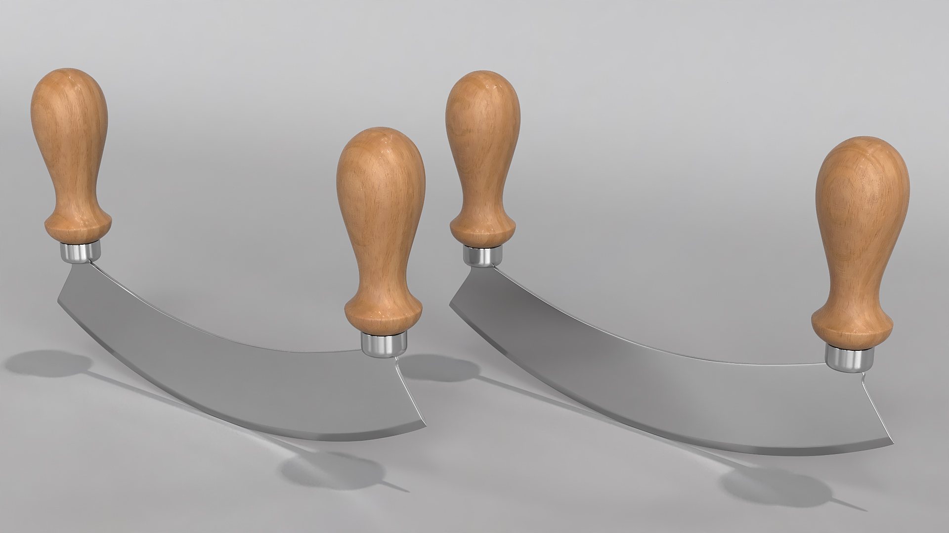 3D Mezzaluna with One Blade and Wooden Handles model