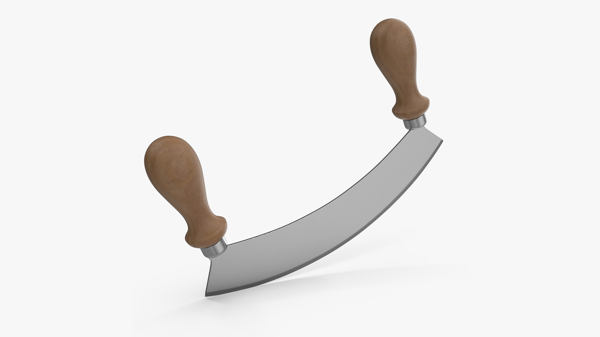 3D Mezzaluna with One Blade and Wooden Handles model