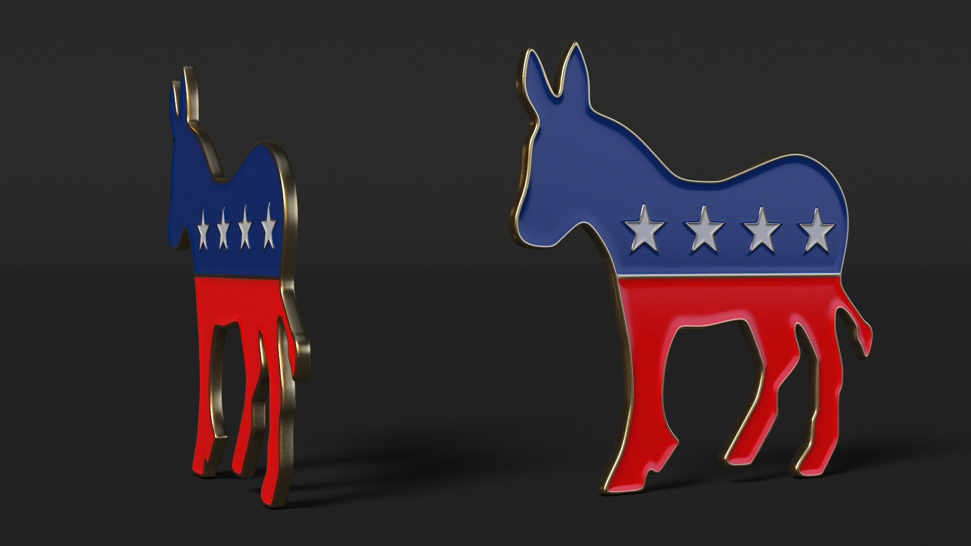 Democrat Man Thinking Pose with Democratic Icon 3D