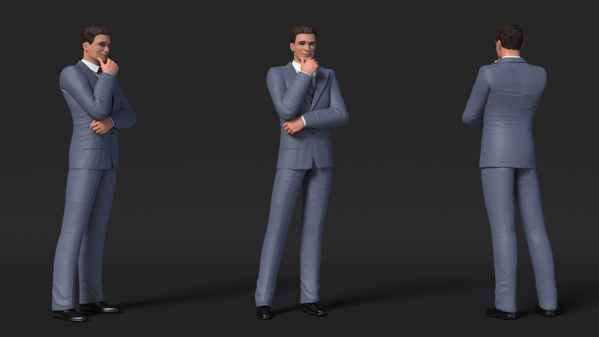 Democrat Man Thinking Pose with Democratic Icon 3D