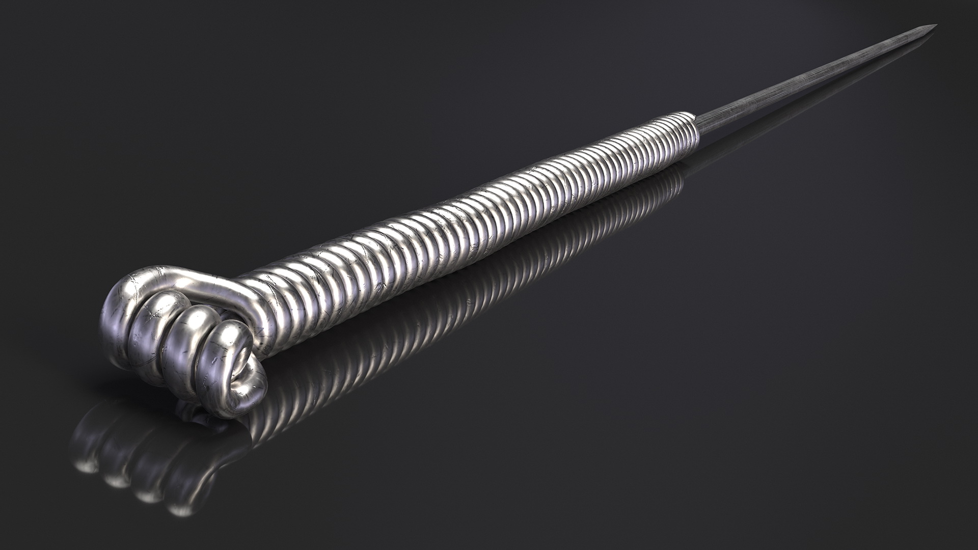 3D model Long Acupuncture Needle Silver