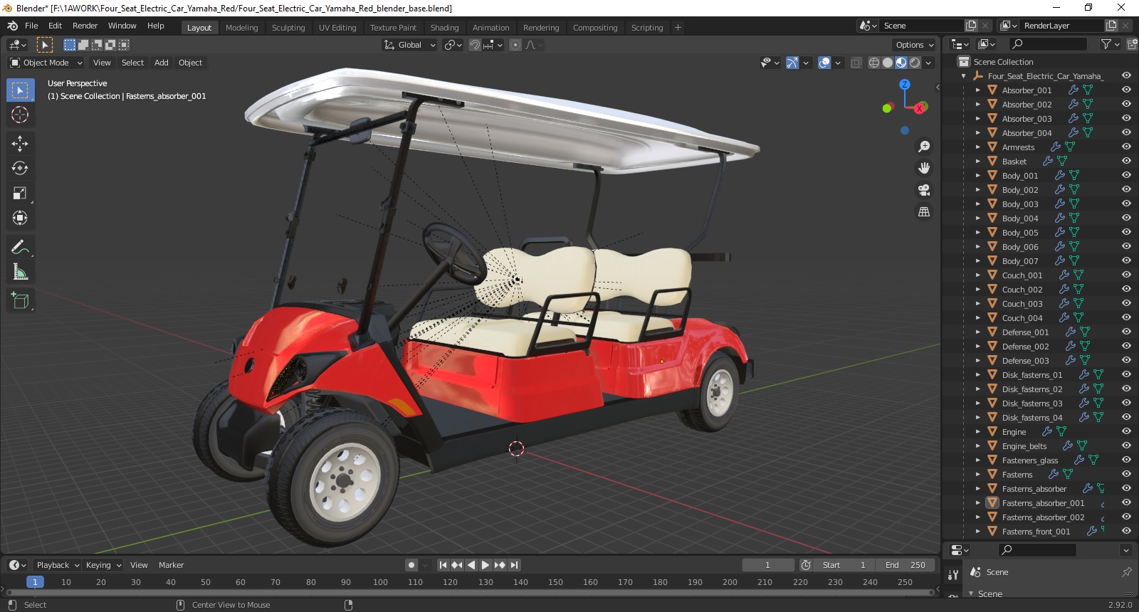 3D Four Seat Electric Car Yamaha Red model