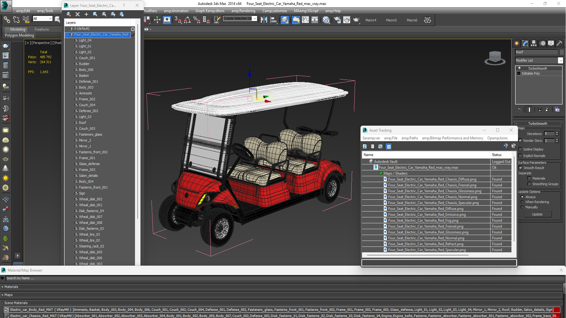 3D Four Seat Electric Car Yamaha Red model