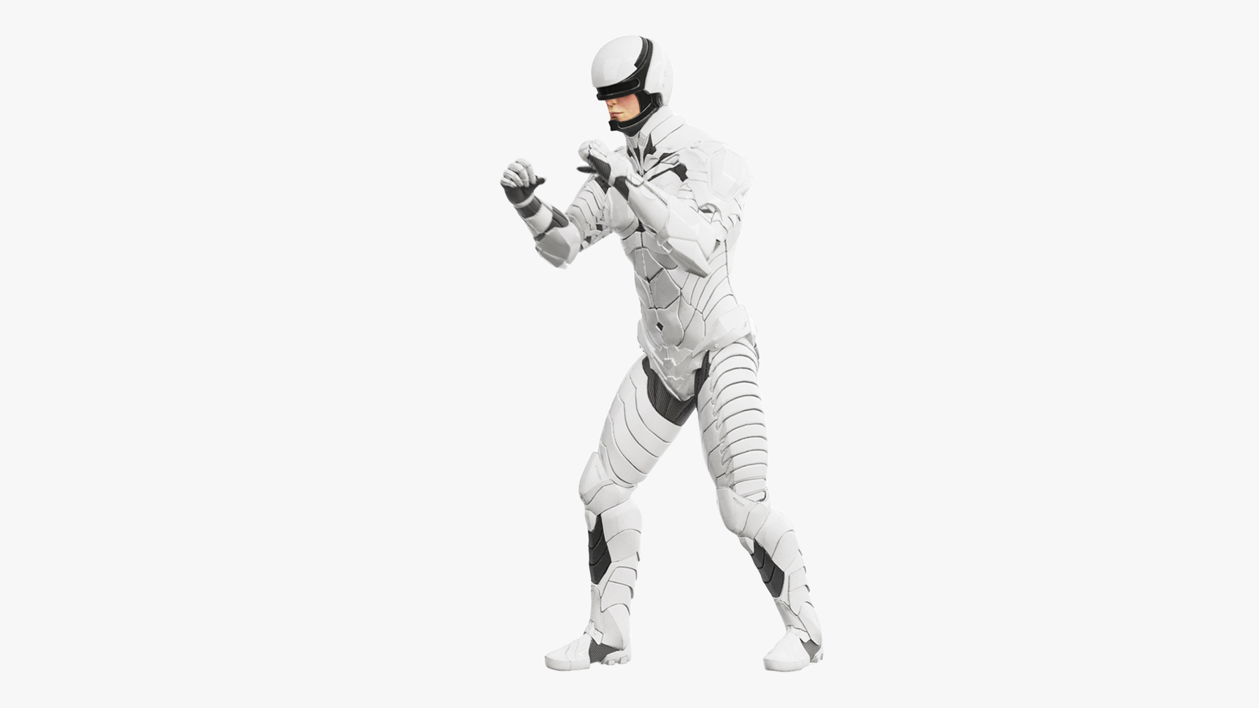 3D Sci-Fi Soldier White Suit Rigged for Cinema 4D