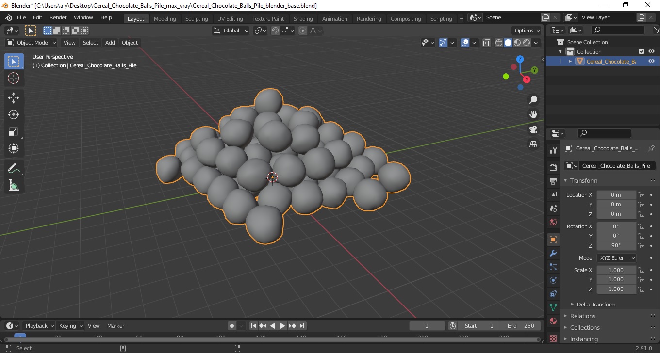Cereal Chocolate Balls Pile 3D