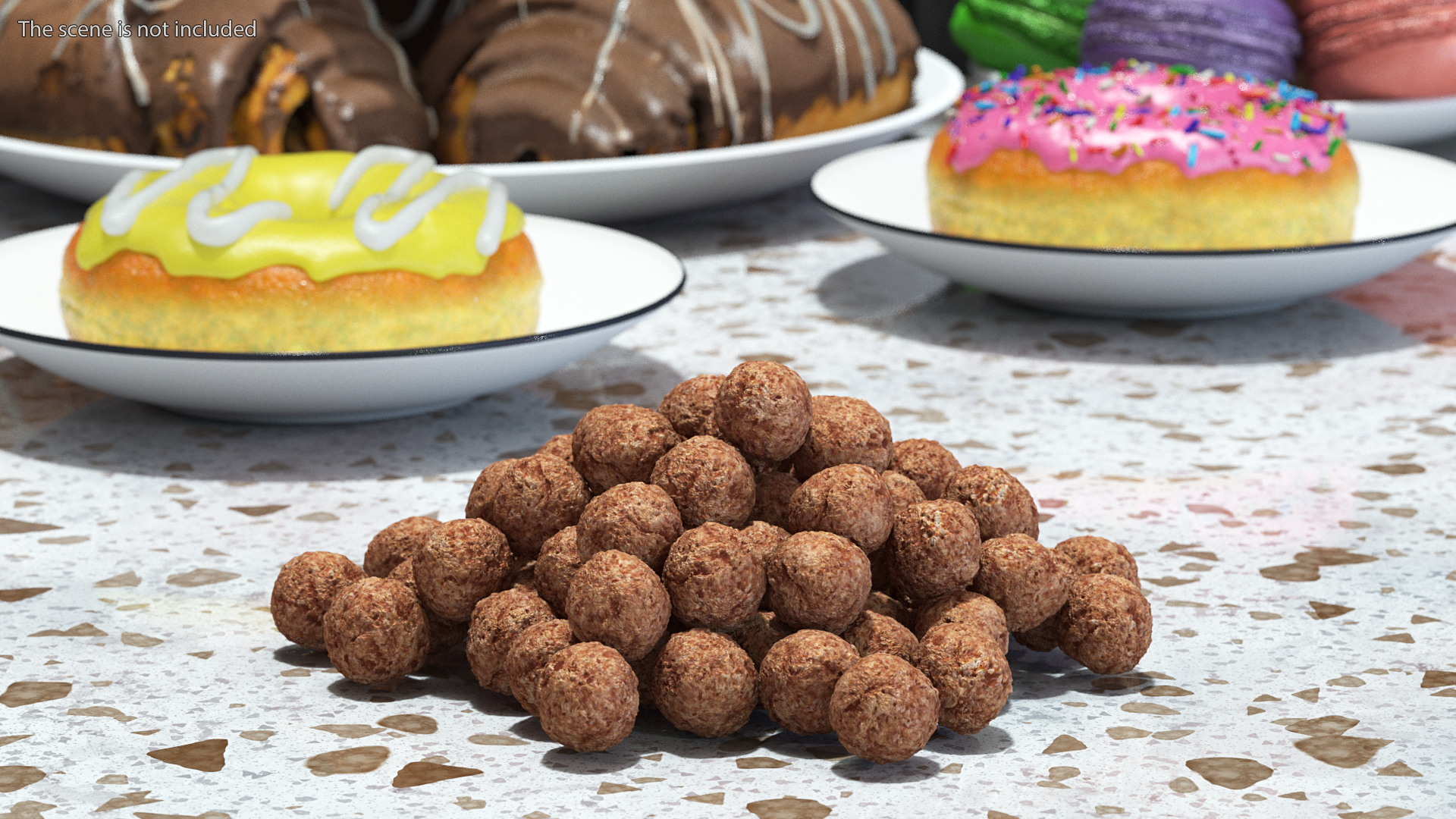 Cereal Chocolate Balls Pile 3D