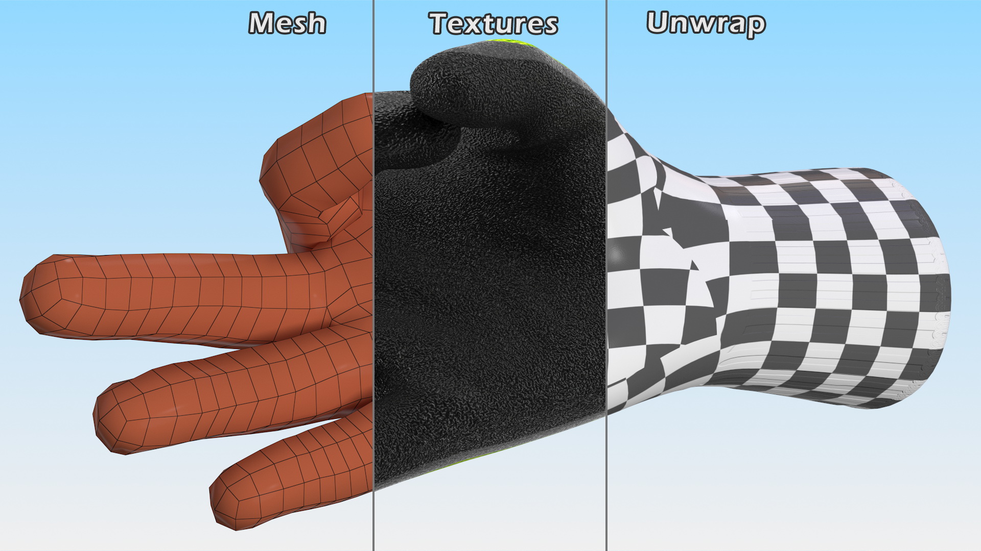 3D model Safety Work Gloves OK Hand Gesture Green