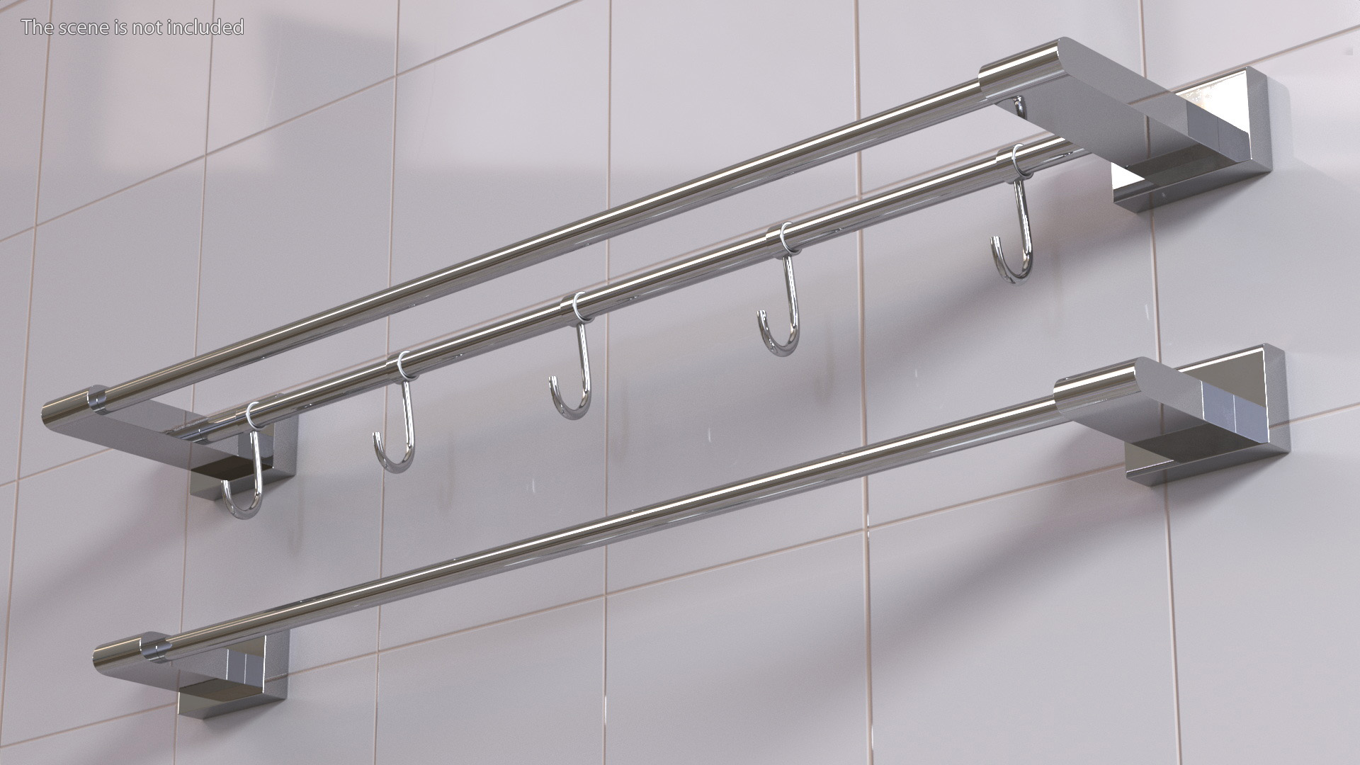 3D model Wall Accessories Set for Bathroom Chrome