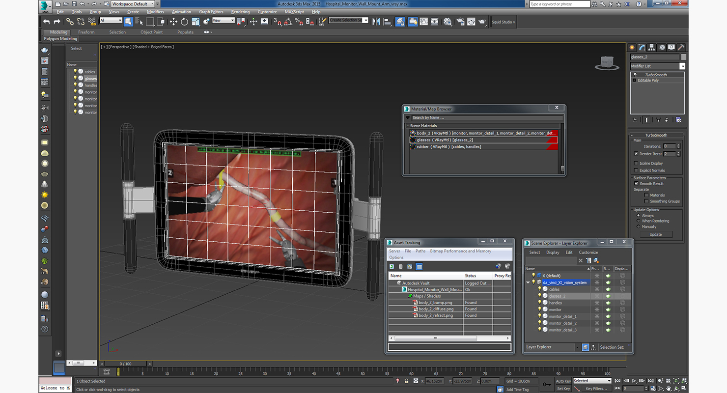 3D Hospital Monitor Wall Mount Arm