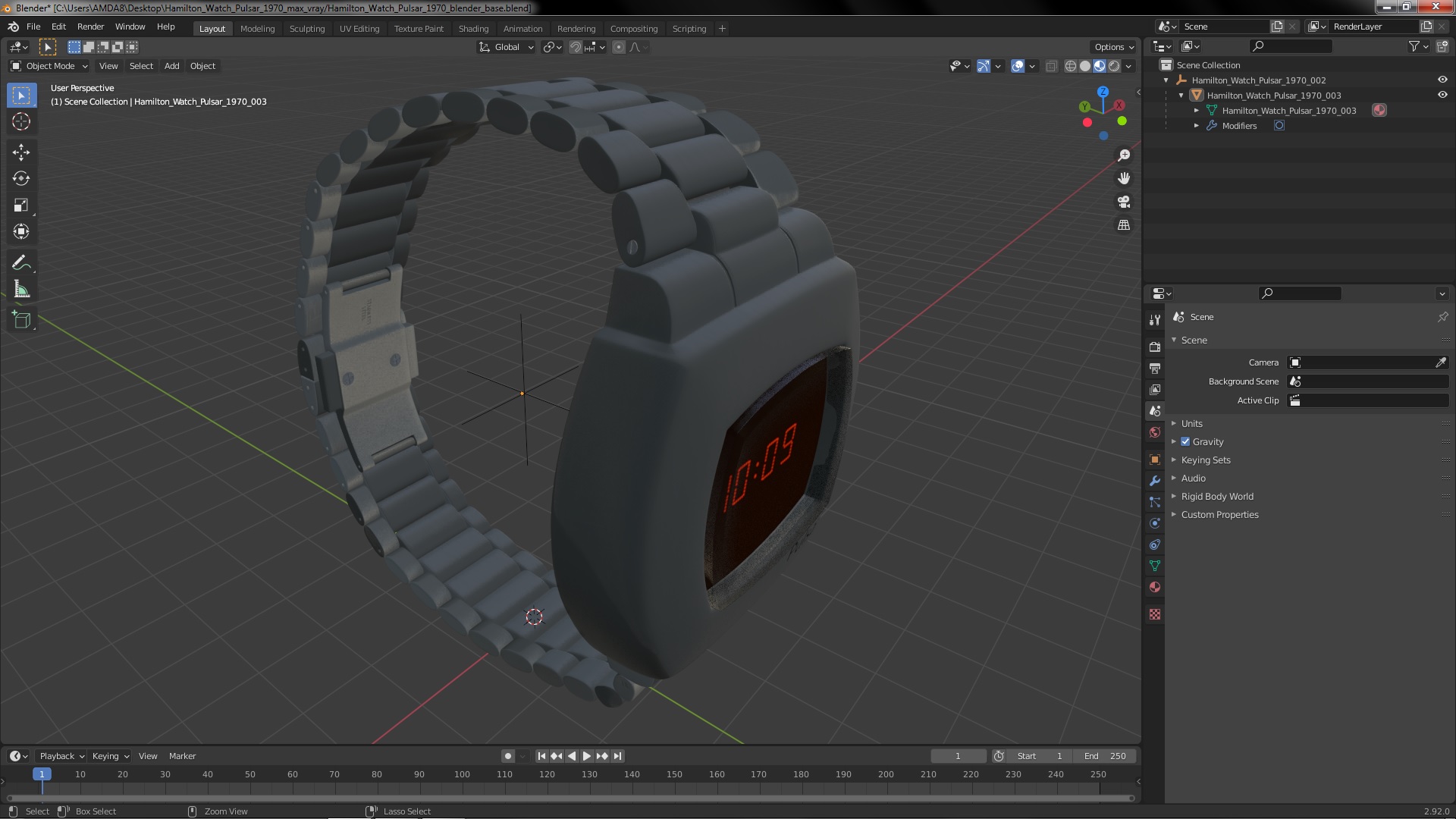 3D Hamilton Watch Pulsar 1970