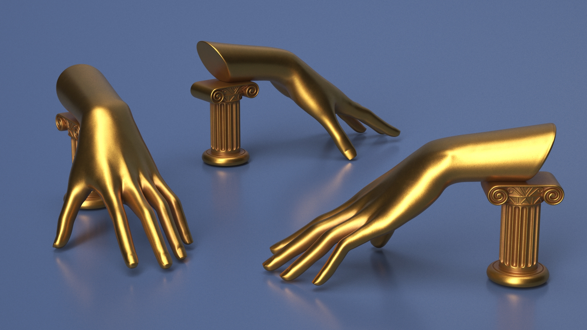 3D Ring Display Hand Shaped Golden