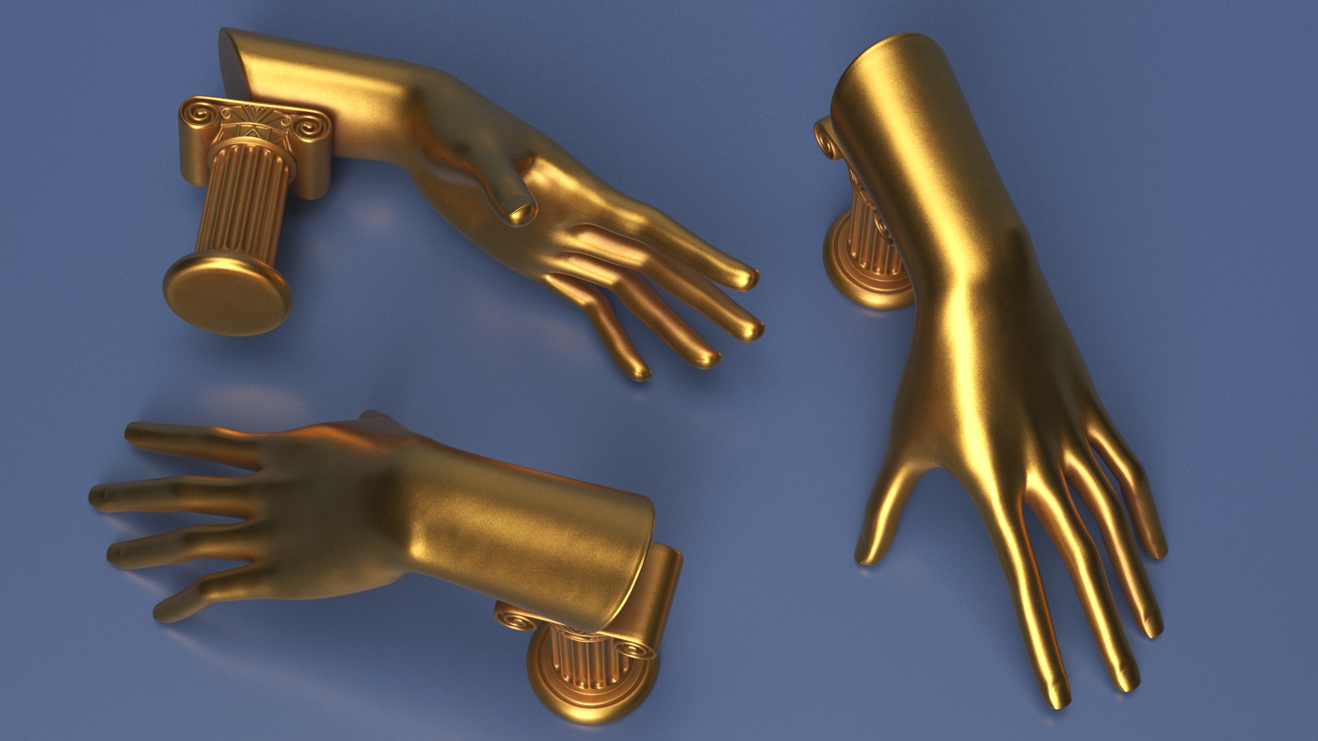 3D Ring Display Hand Shaped Golden