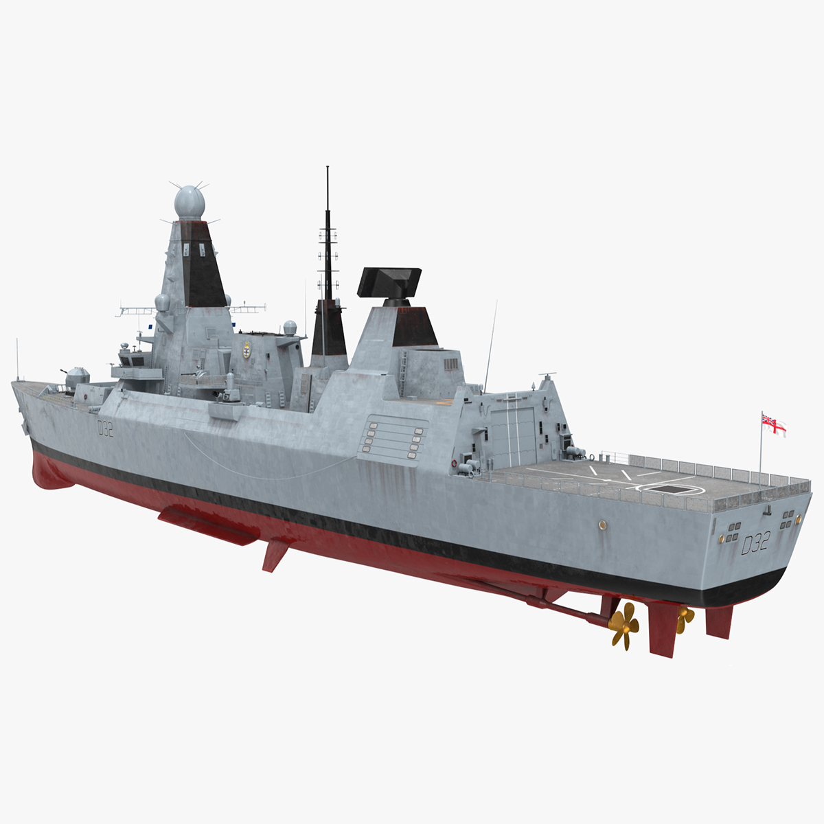 Royal Navy Type 45 Destroyer Rigged for Cinema 4D 3D model
