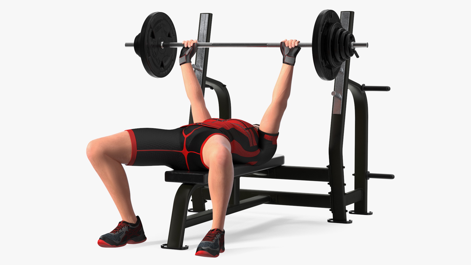 3D Athlete Bench Press Straight Arms Pose model