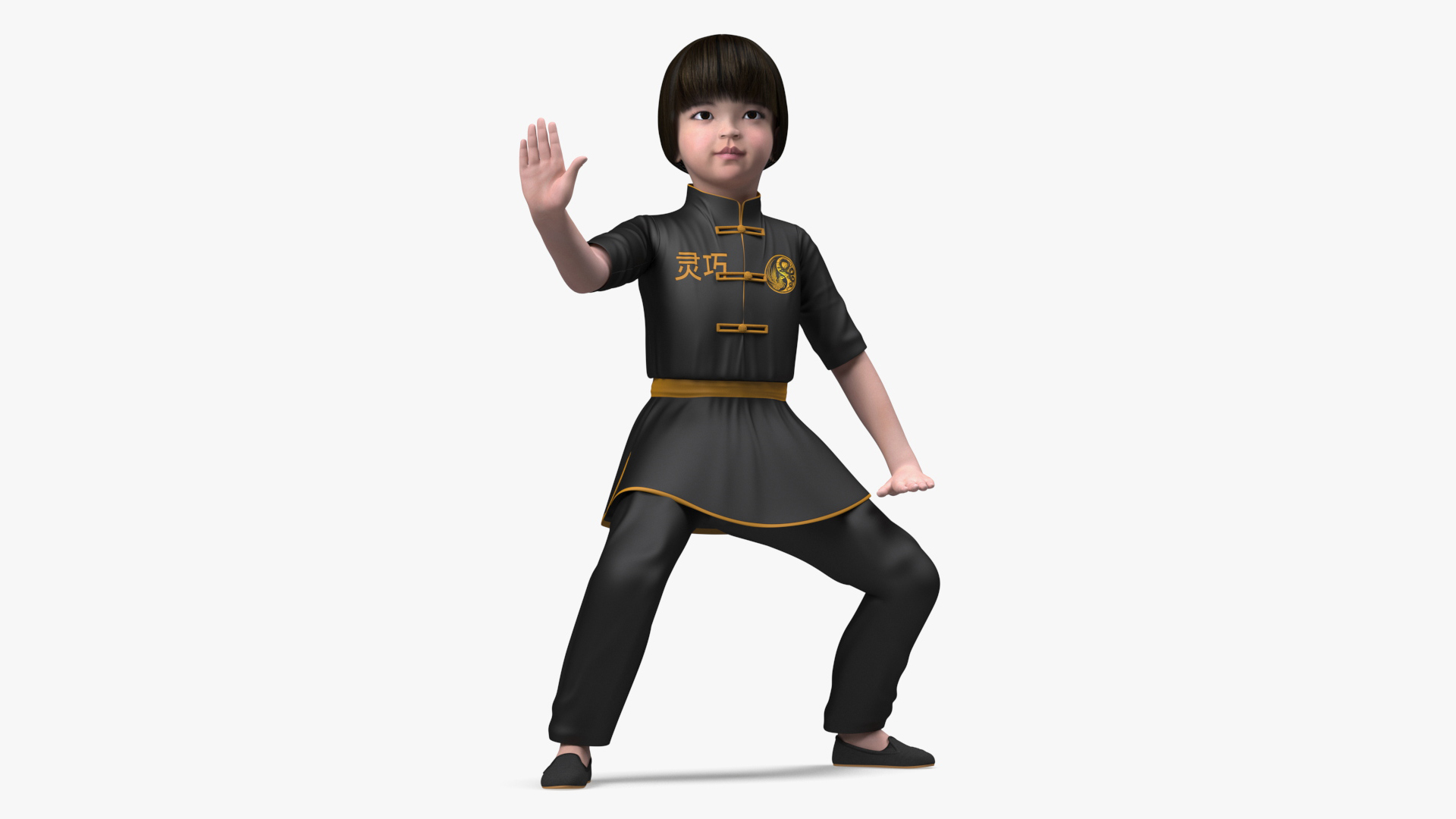 3D Asian Baby Girl in Kimono Rigged for Modo