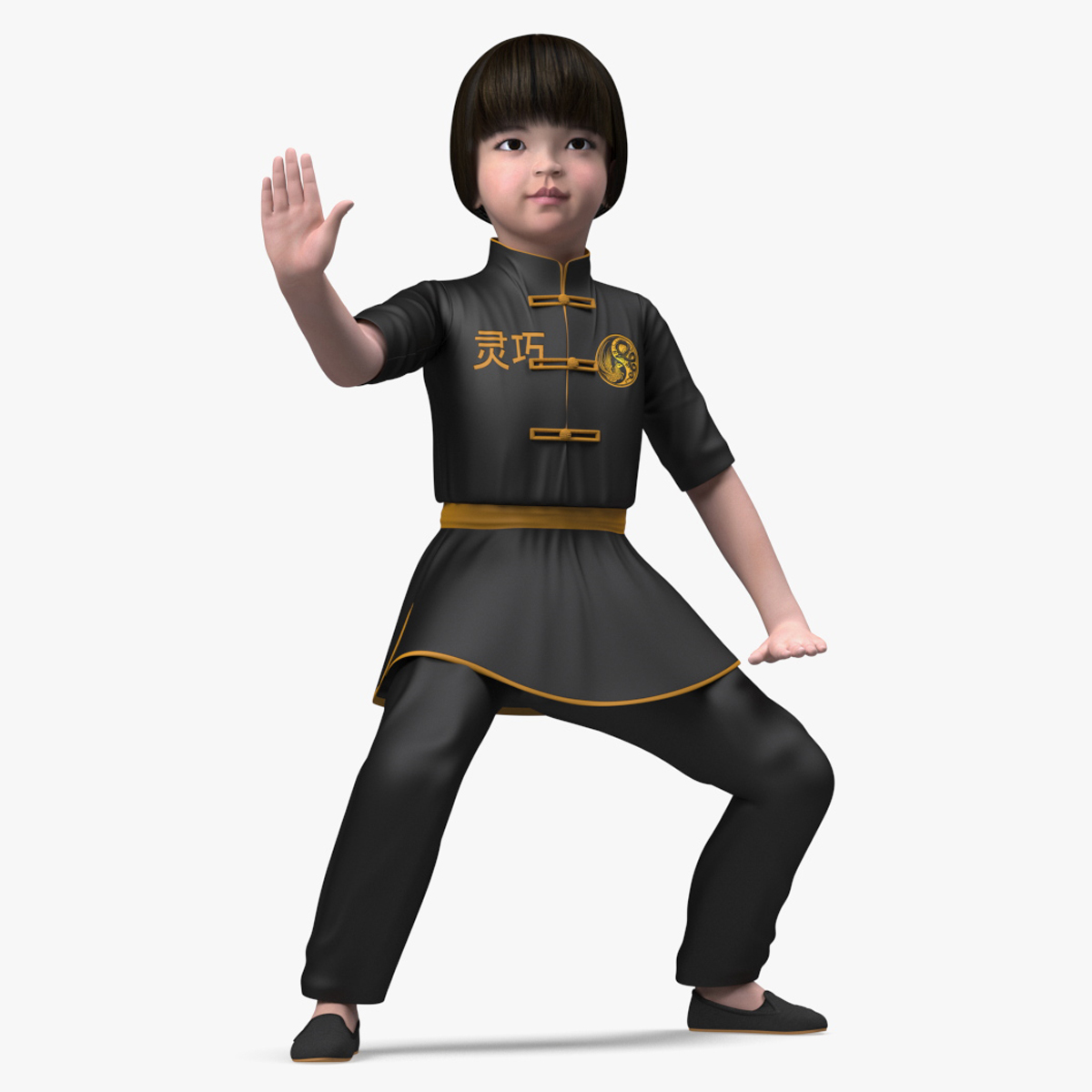 3D Asian Baby Girl in Kimono Rigged for Modo