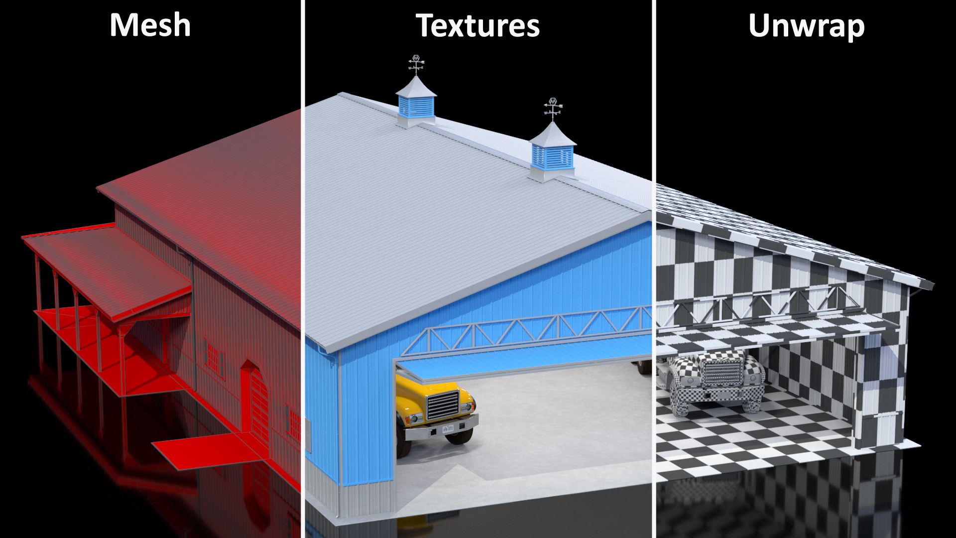 3D model Dump Truck in Hangar