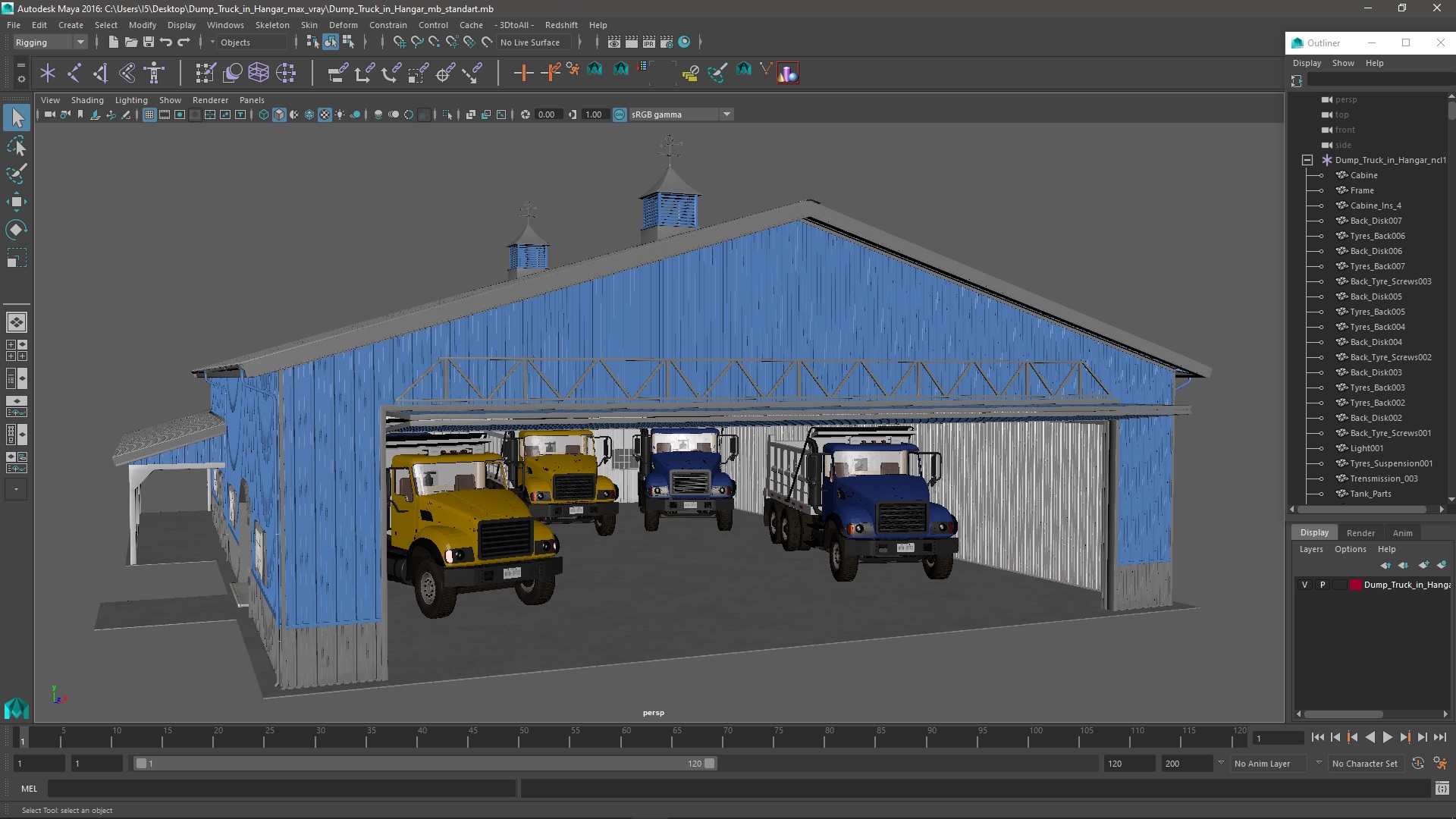 3D model Dump Truck in Hangar