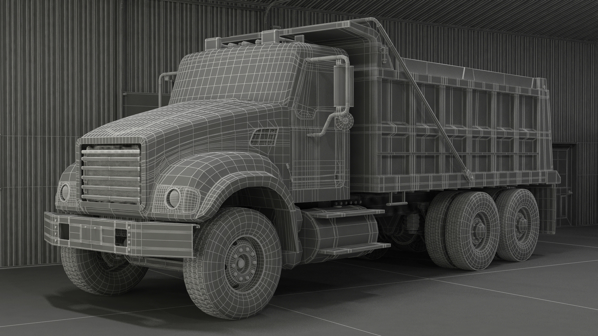 3D model Dump Truck in Hangar