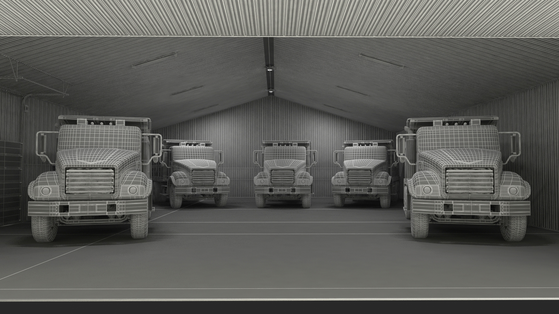 3D model Dump Truck in Hangar