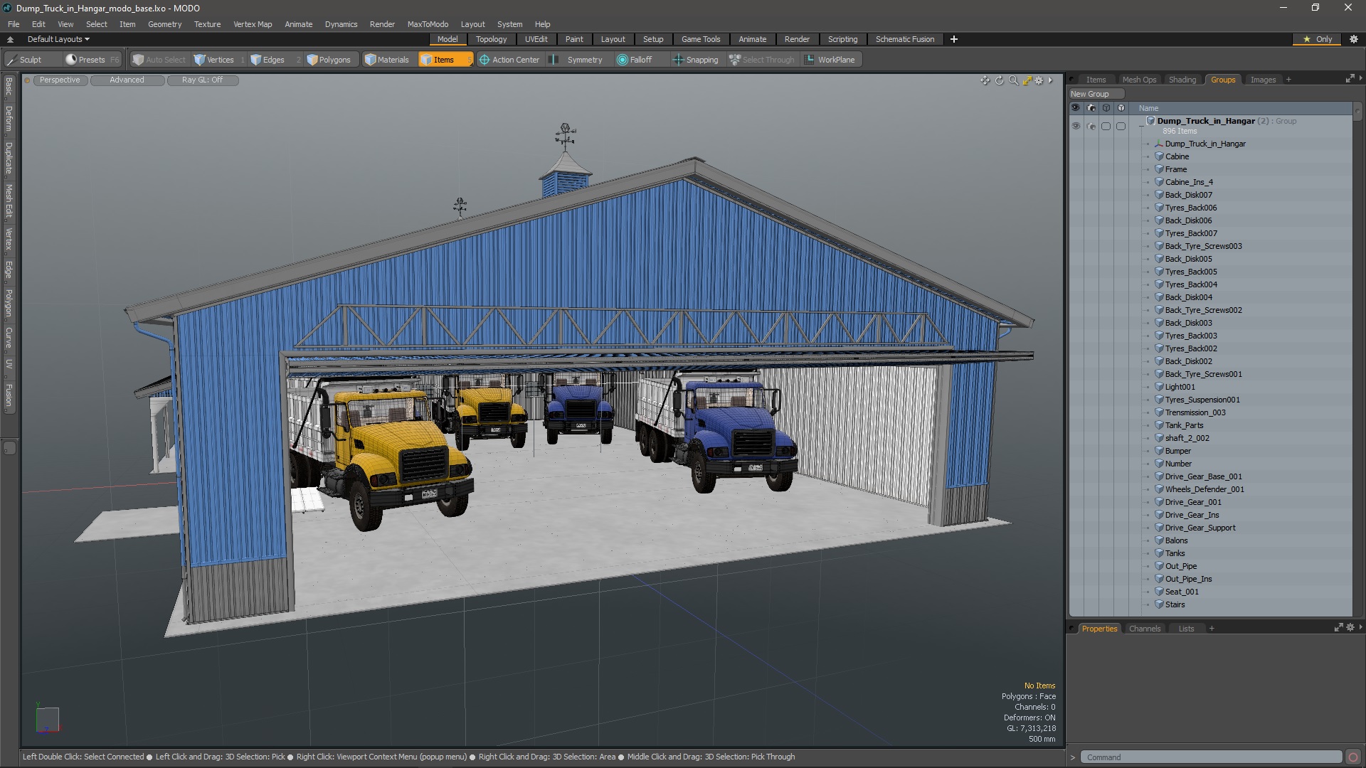 3D model Dump Truck in Hangar