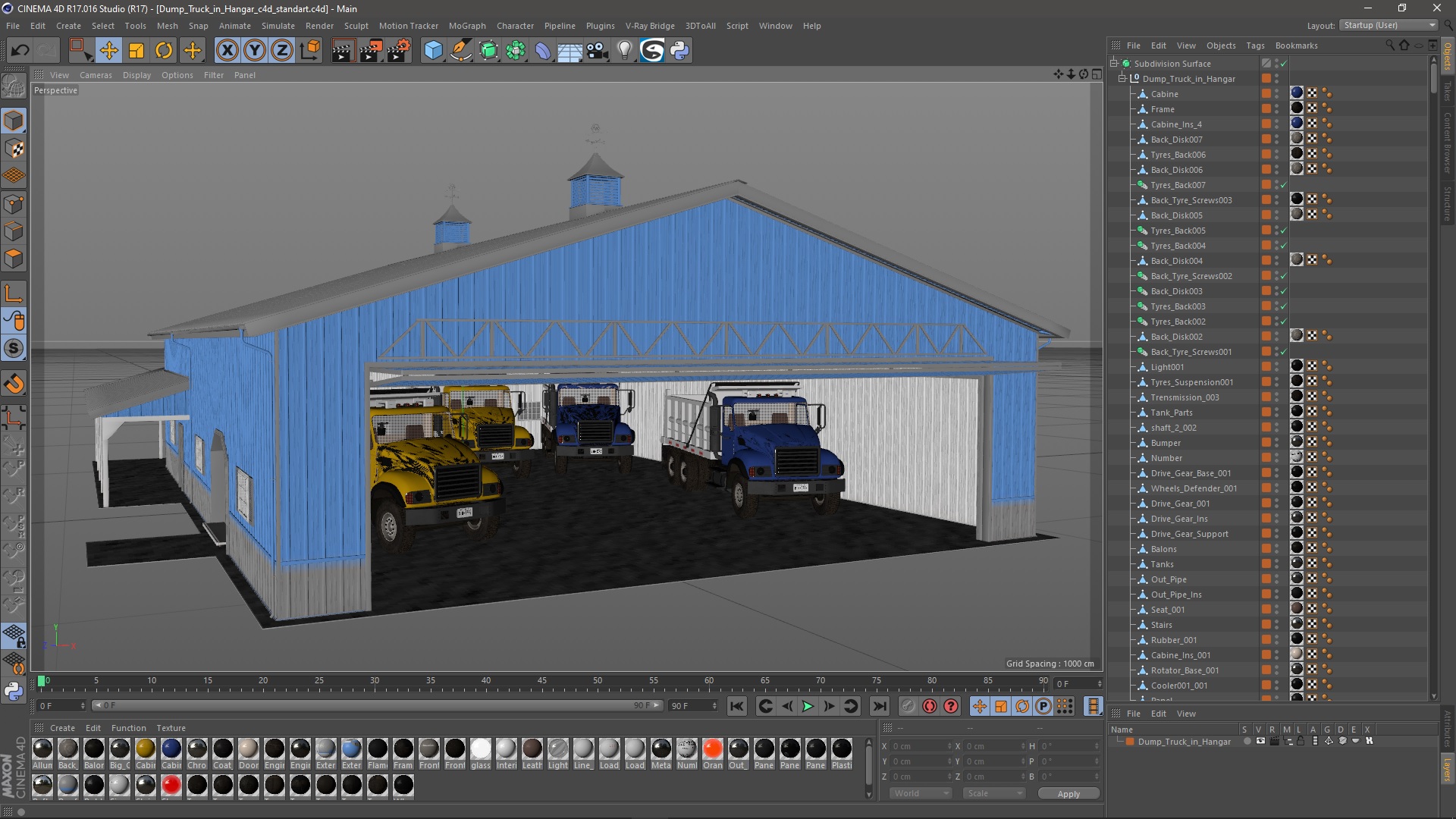 3D model Dump Truck in Hangar