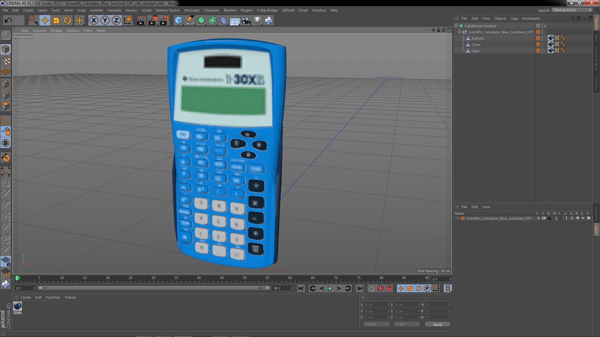Scientific Calculator Blue Switched OFF 3D model
