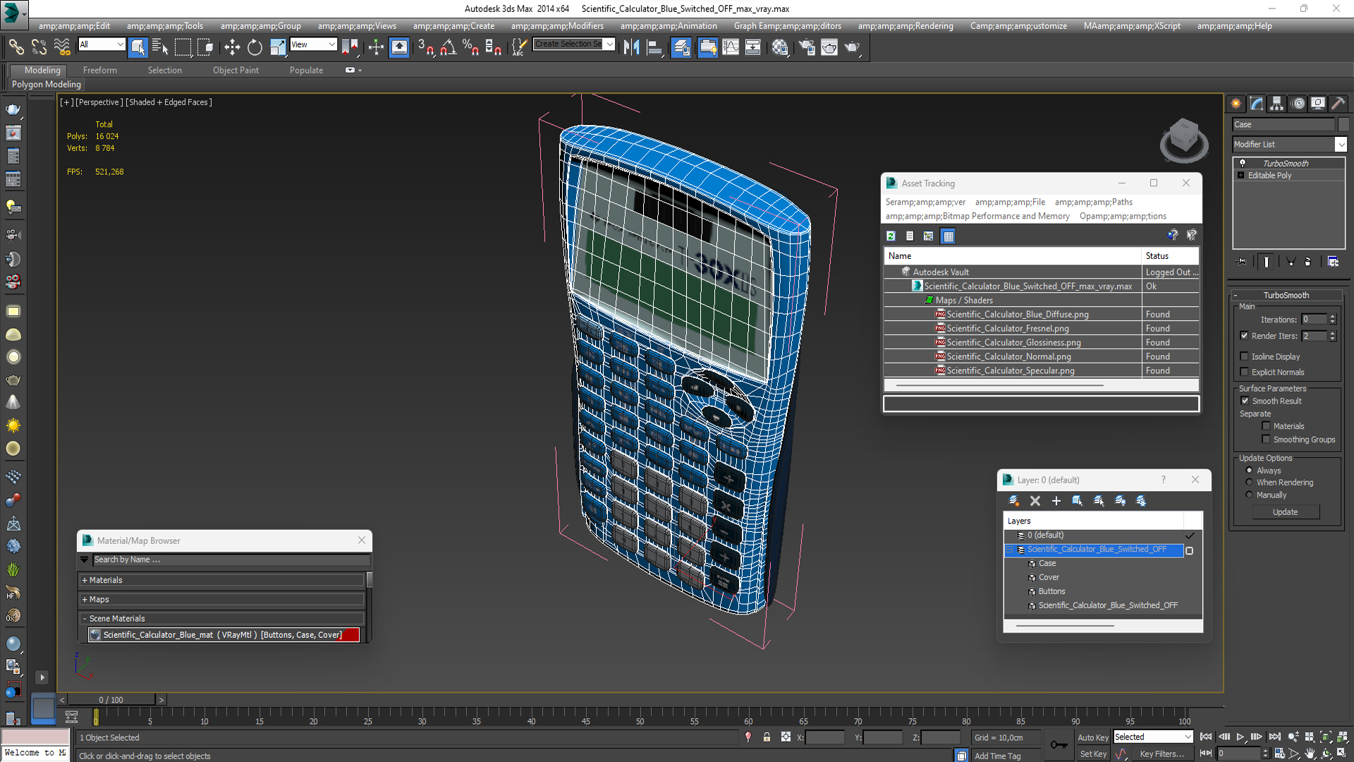Scientific Calculator Blue Switched OFF 3D model