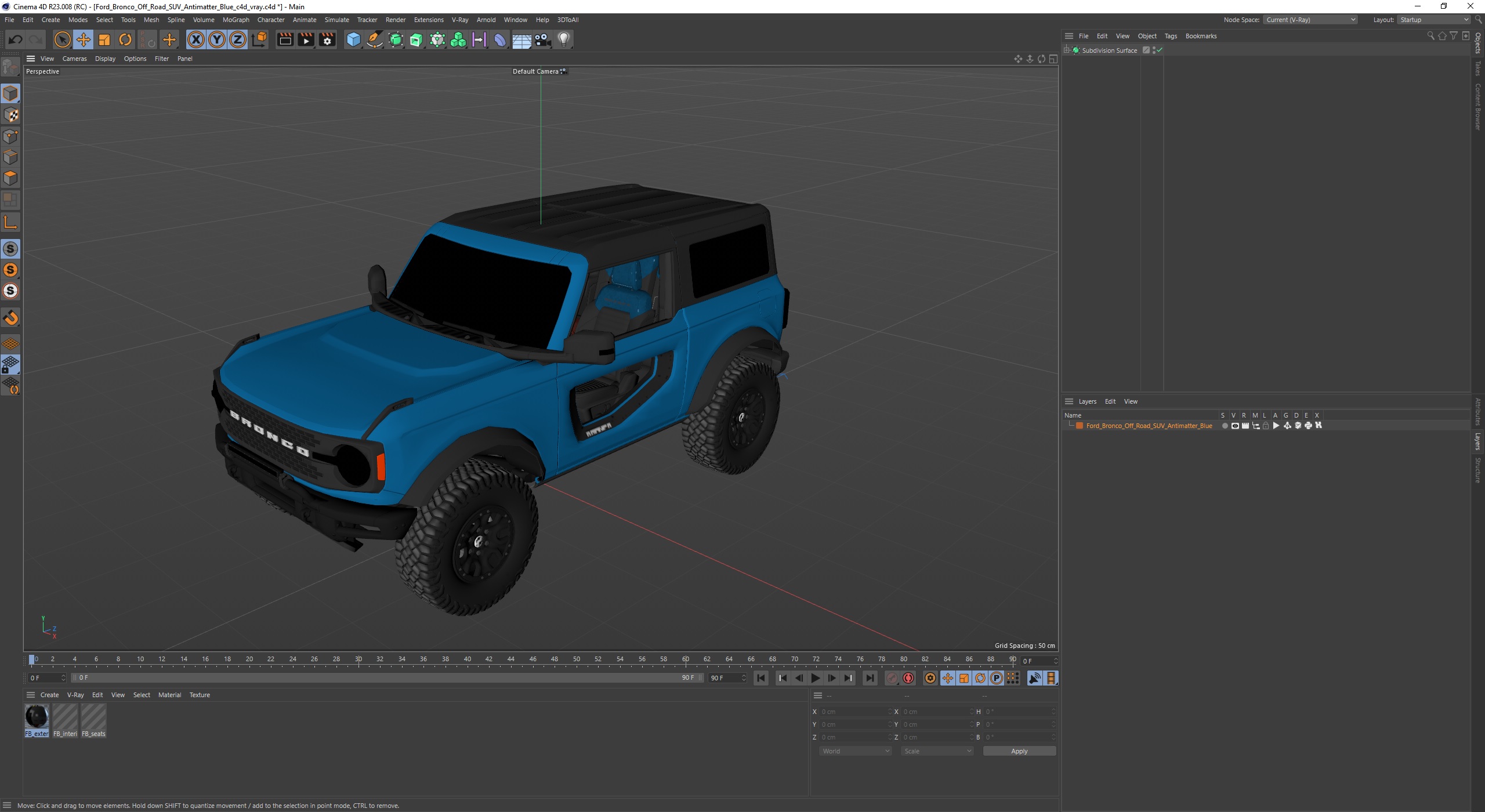3D model Ford Bronco Off Road SUV Antimatter Blue