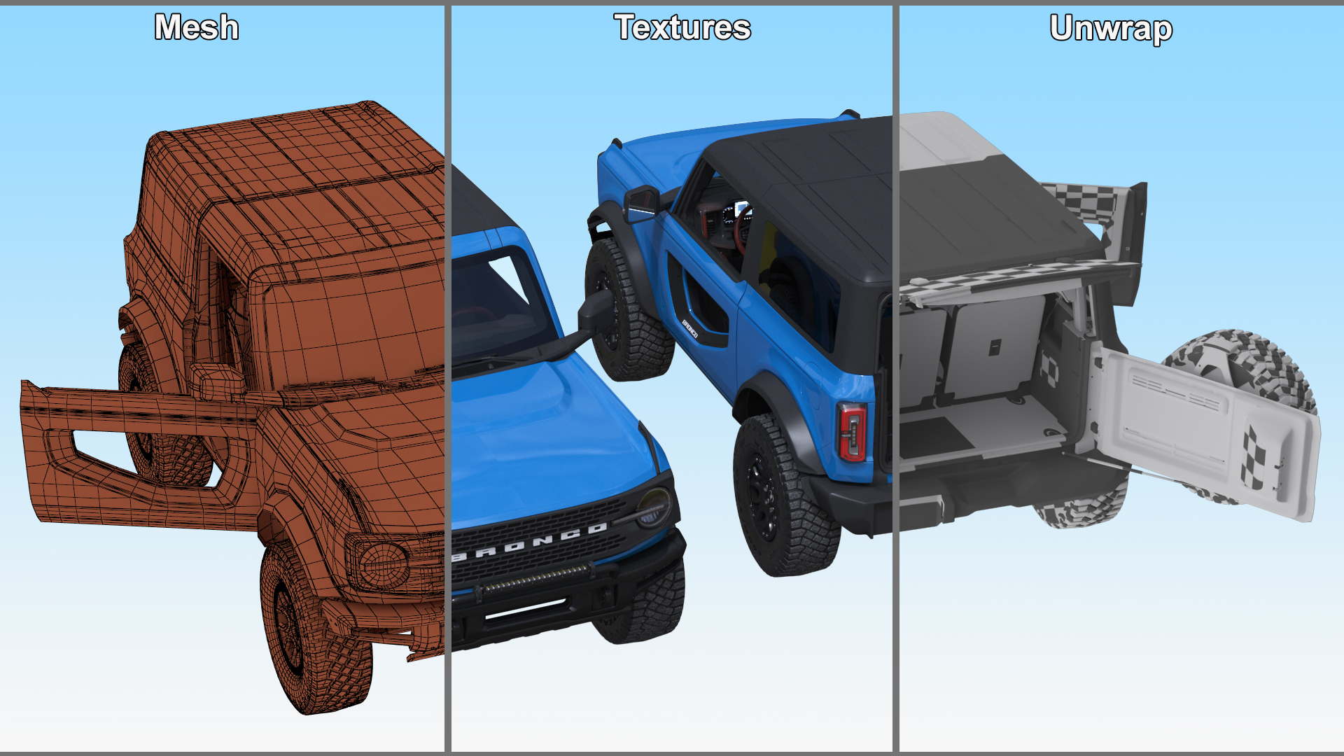 3D model Ford Bronco Off Road SUV Antimatter Blue