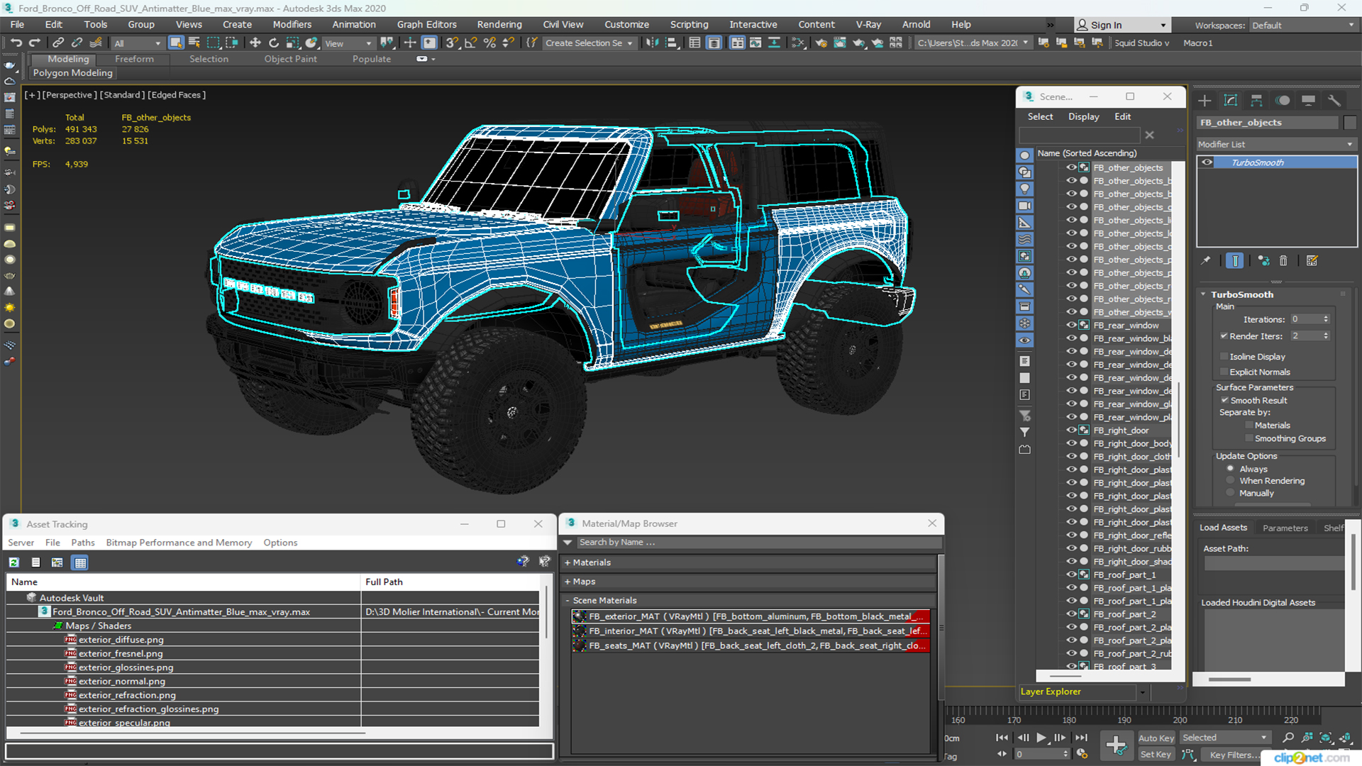 3D model Ford Bronco Off Road SUV Antimatter Blue
