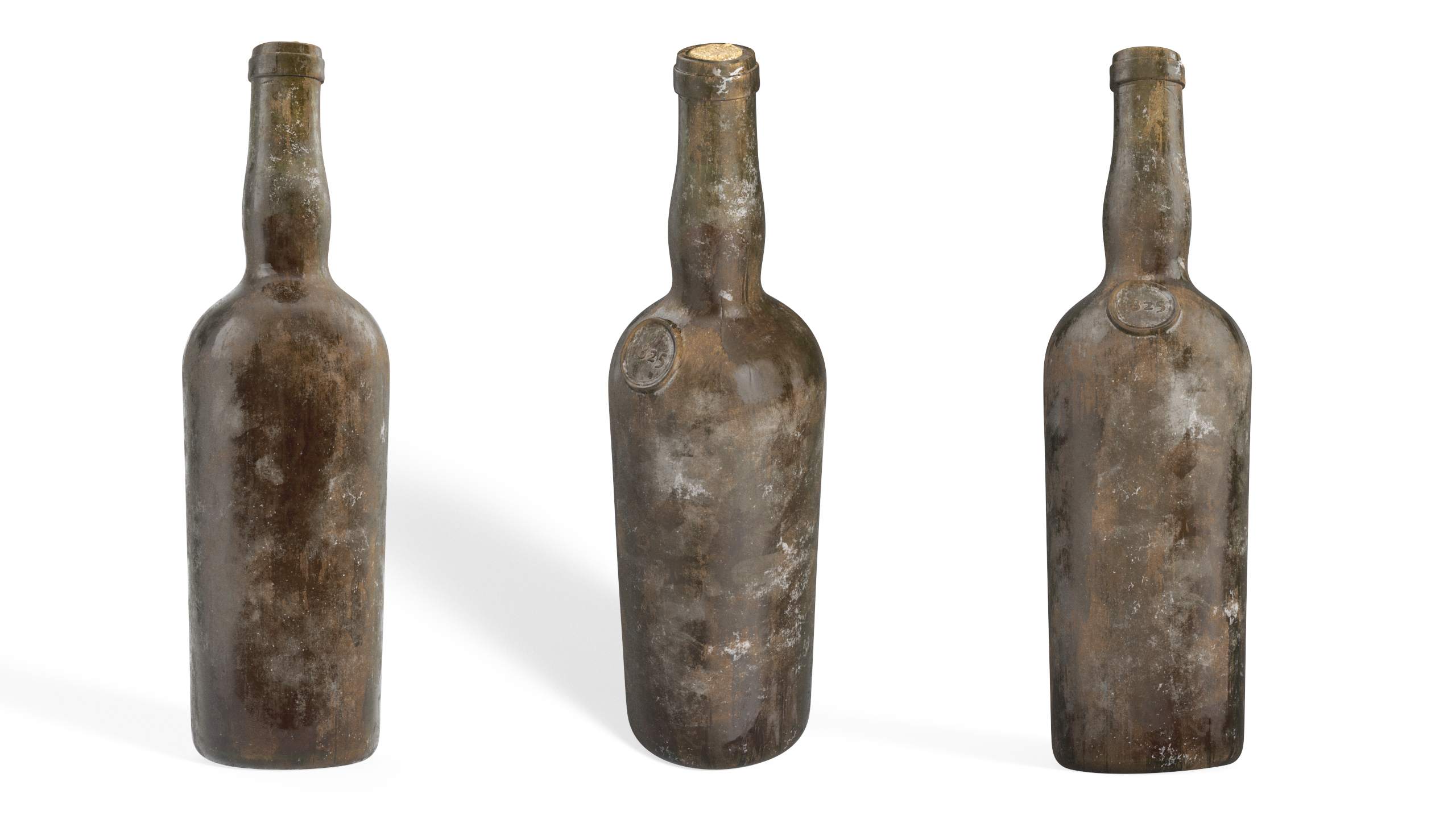 3D Antique Wine Bottle Old model