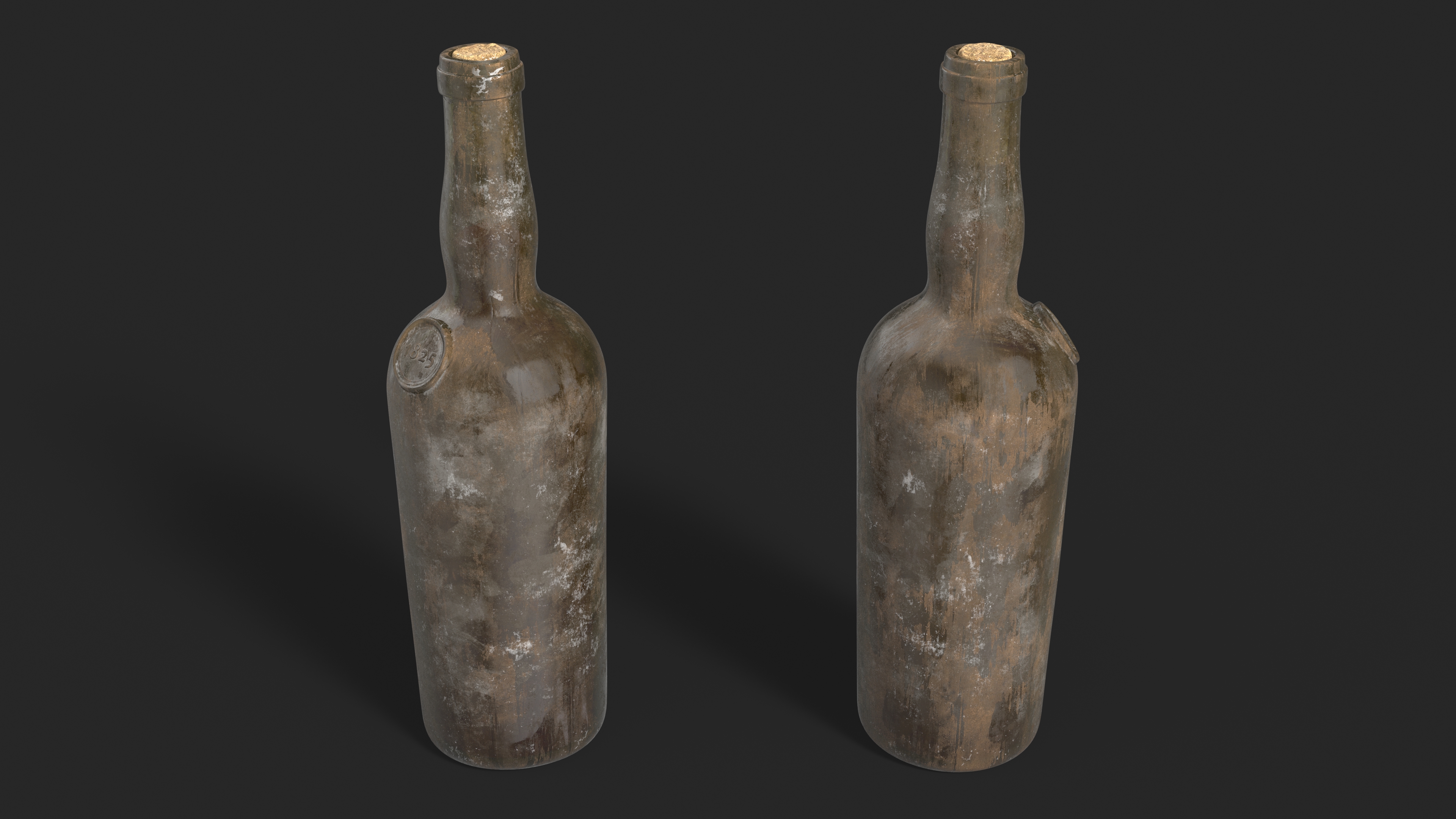 3D Antique Wine Bottle Old model