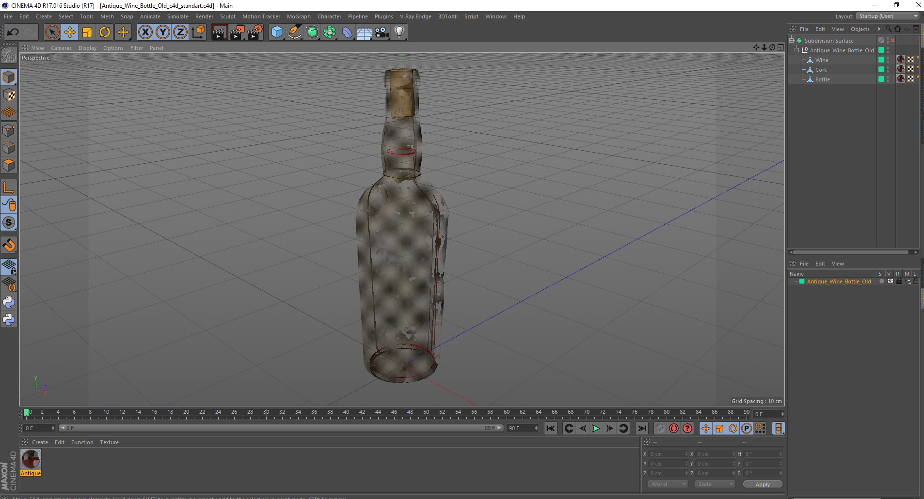 3D Antique Wine Bottle Old model